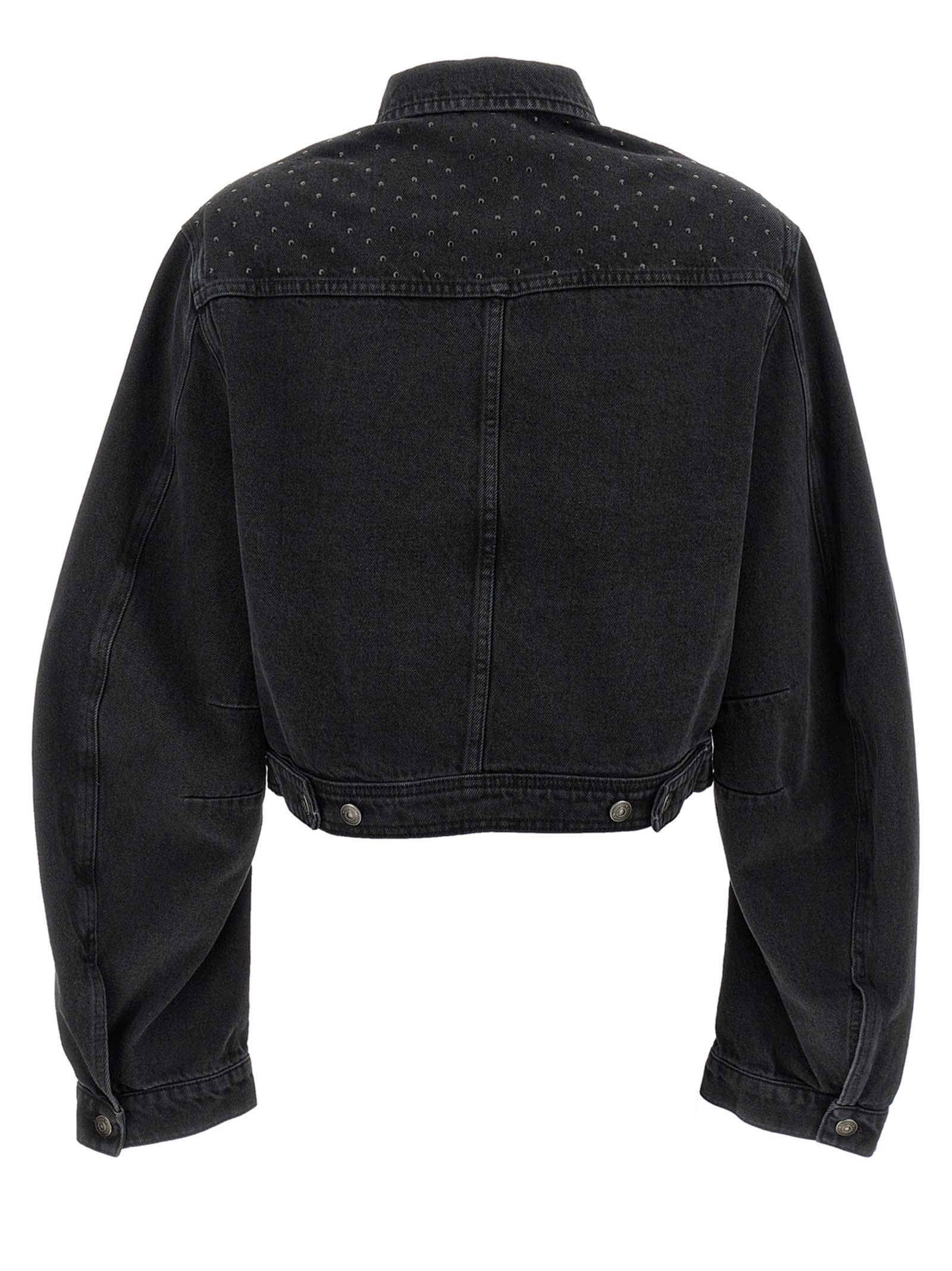 Rotate Birger Christensen Oversized Denim Jacket Studded Detail In Black
