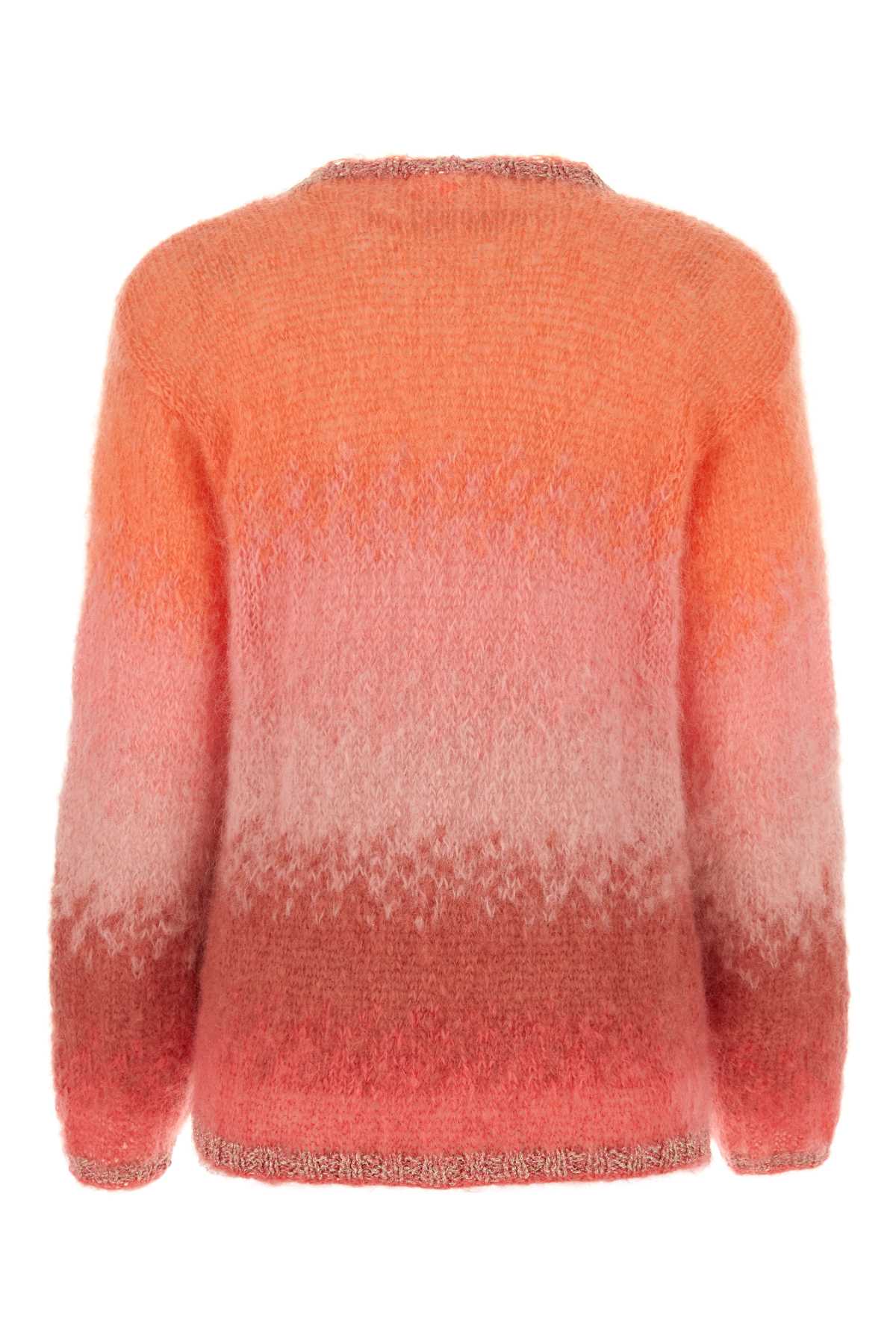 Rose Carmine Embroidered Stretch Mohair Blend Sweater In Blush