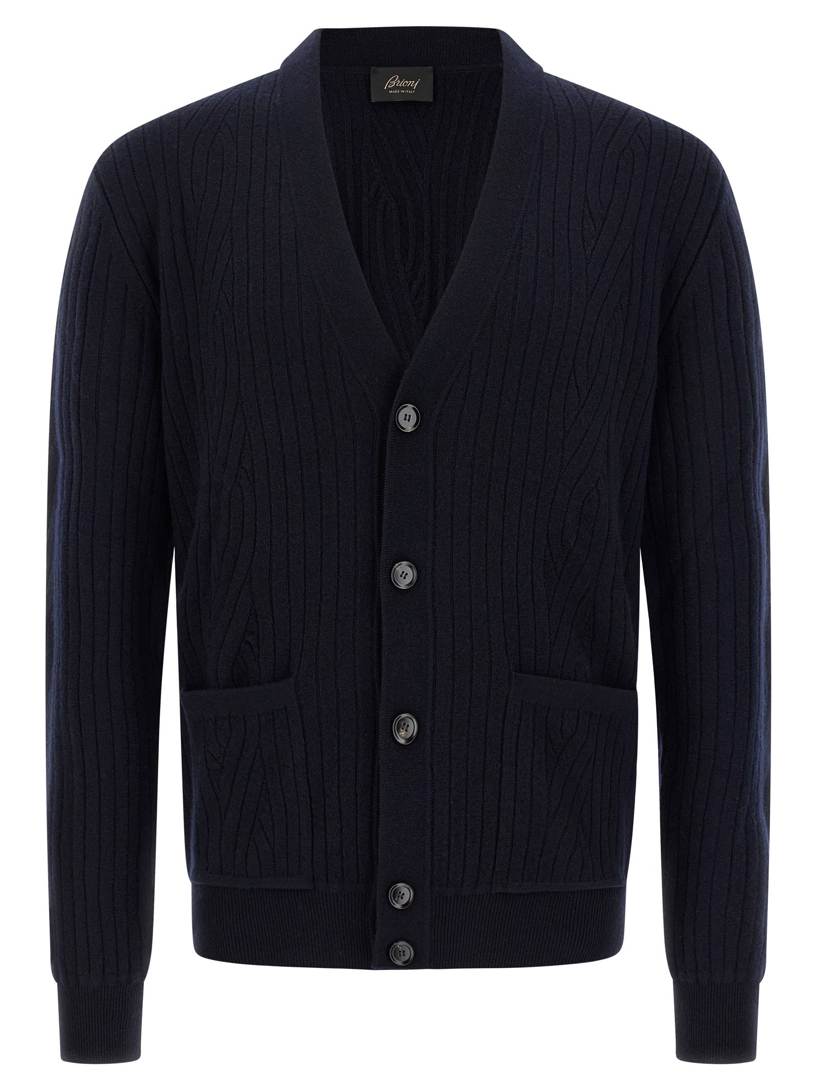 Brioni Ribbed And Braid Cardigan Sweaters And Cardigans Blue In Blue