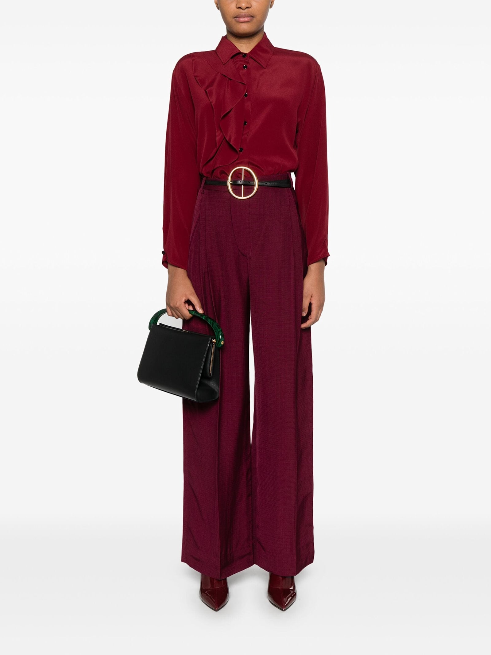 Shop Victoria Beckham Ruffle Details Blouse In Oxblood