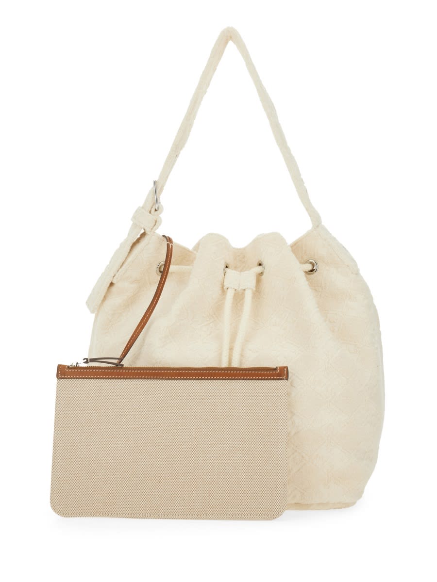 Tory Burch Oversized T Monogram Bucket Bag In Neutral
