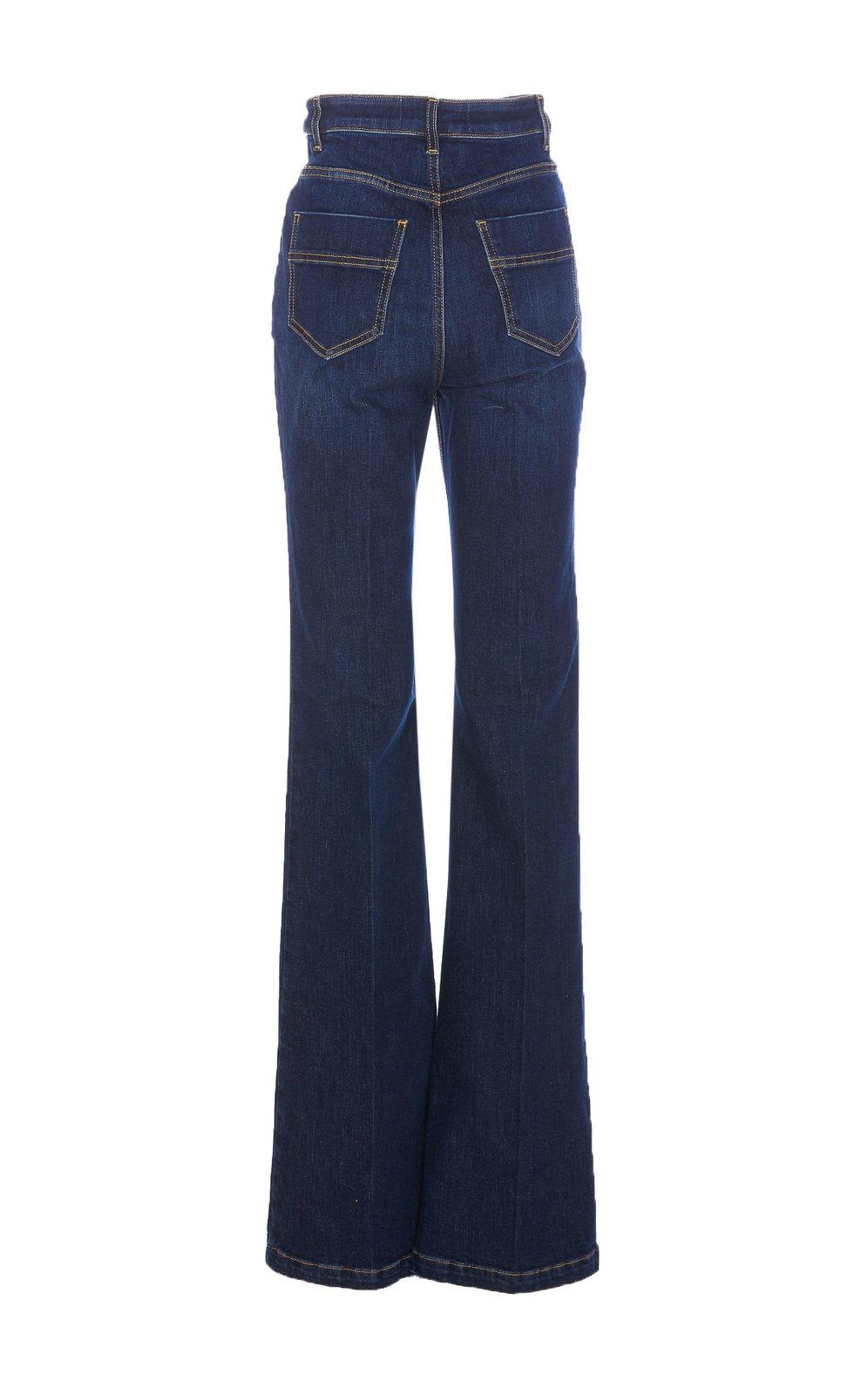 Shop Elisabetta Franchi Bell-bottom Stretch Jeans