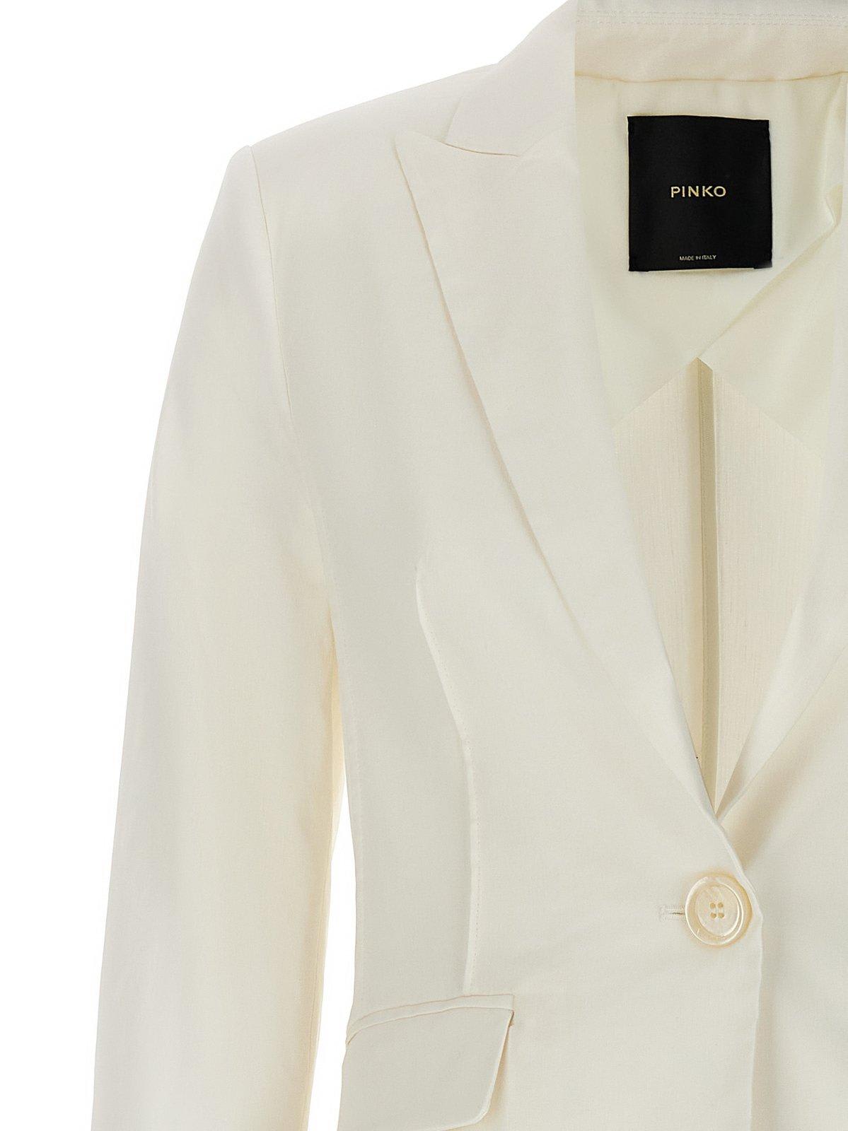 Shop Pinko Single-breasted Tailored Blazer In Bianco Seta