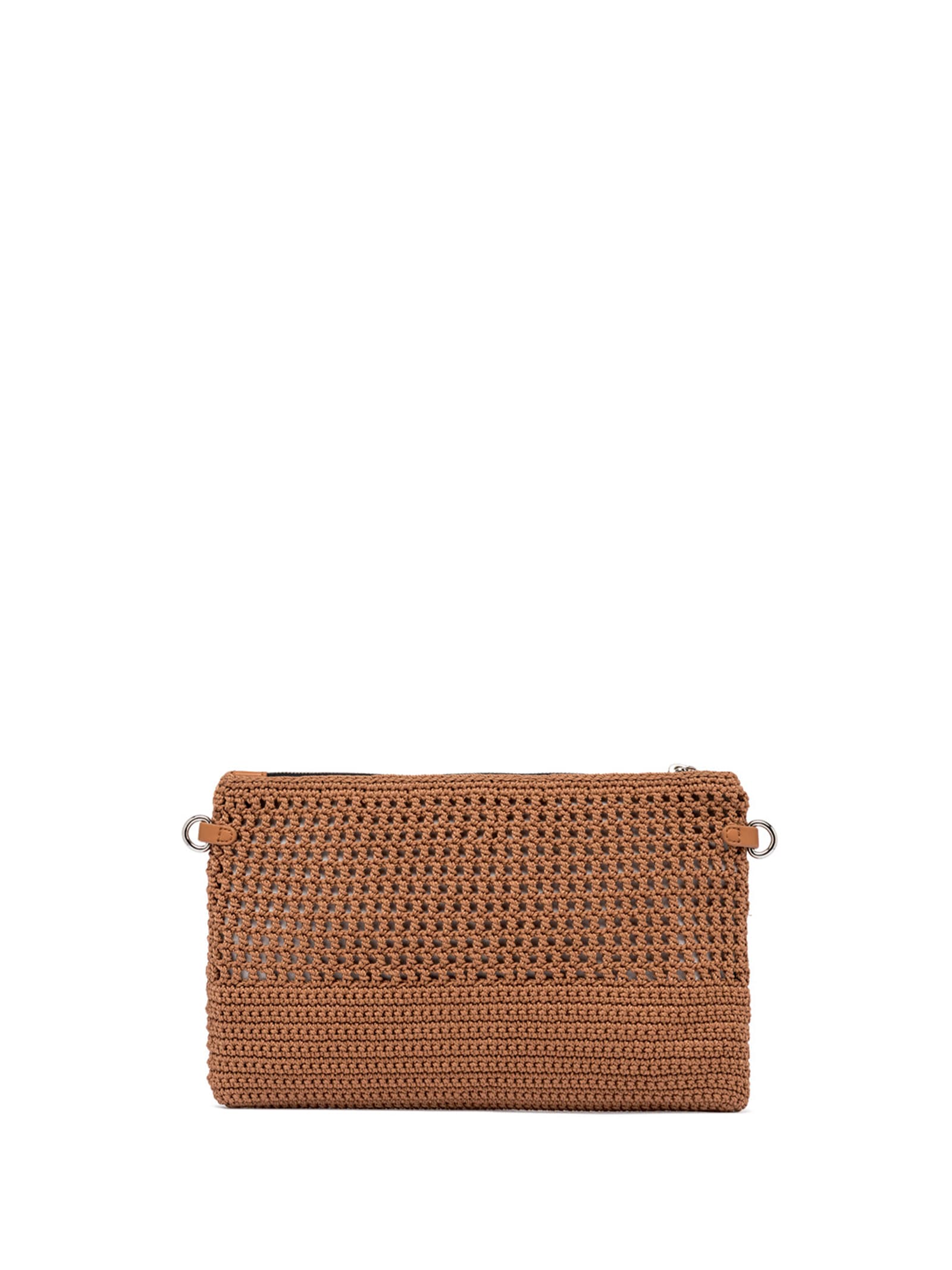 Shop Gianni Chiarini Victoria Leather Clutch Bag In Crochet Fabric In Copper