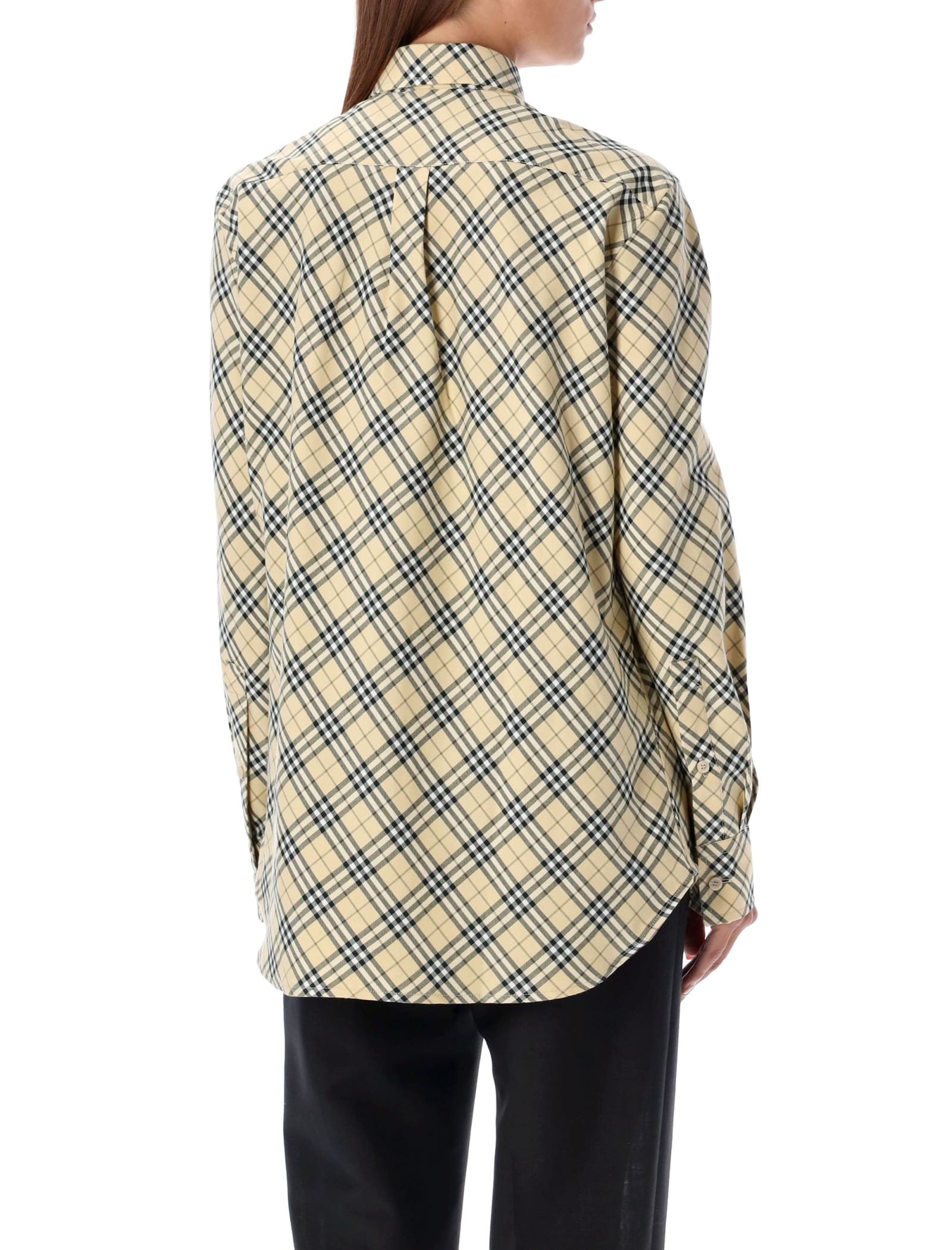 Shop Burberry Checked Oversized Shirt In Grain Ip Check