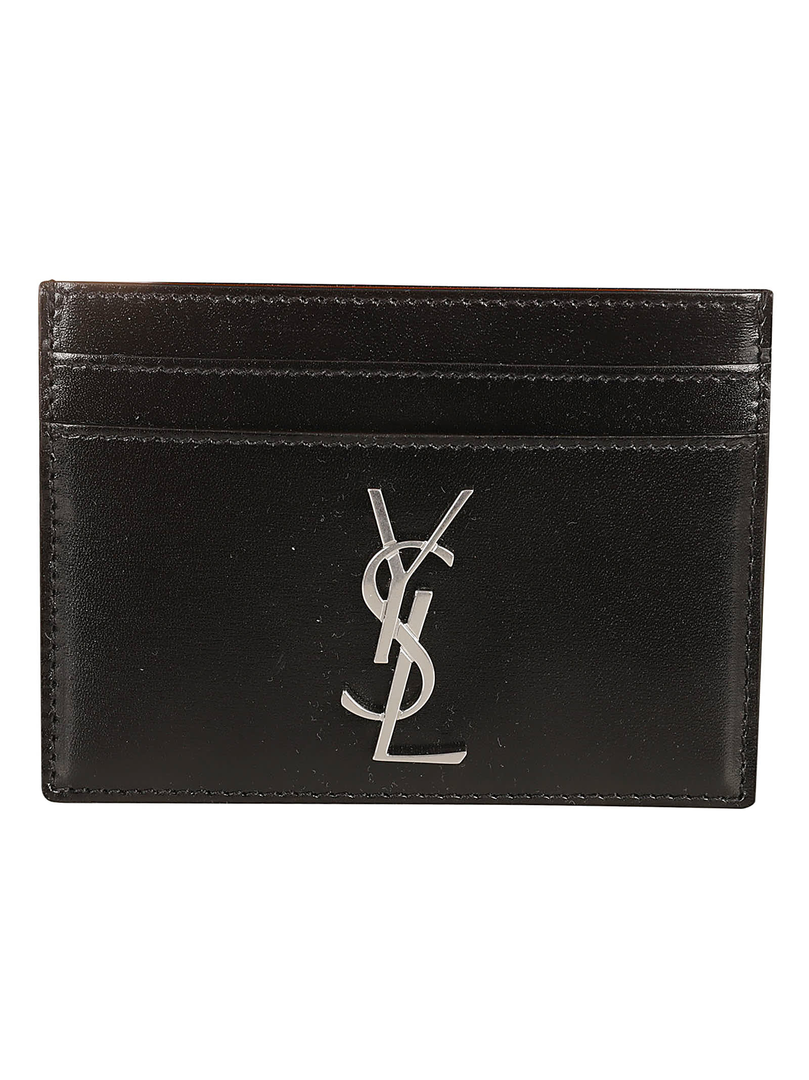 Shop Saint Laurent Initials Logo Card Holder In Black