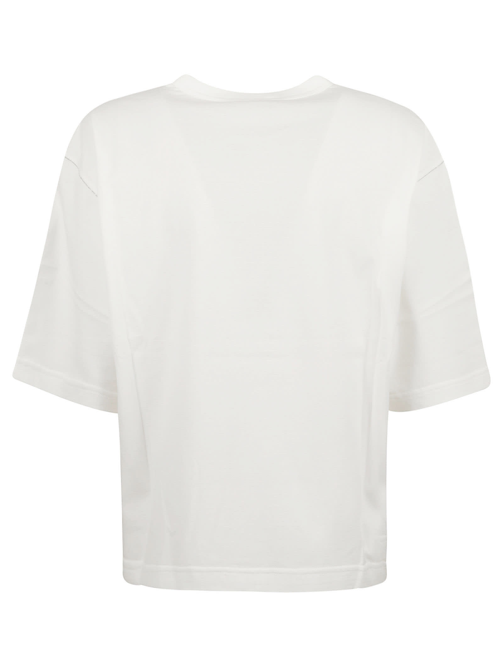 Shop Fabiana Filippi Round Neck T-shirt In White/black