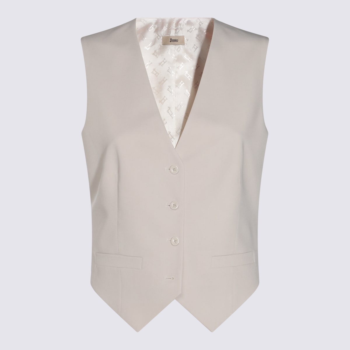 Herno Plain Viscose Vest In Cream