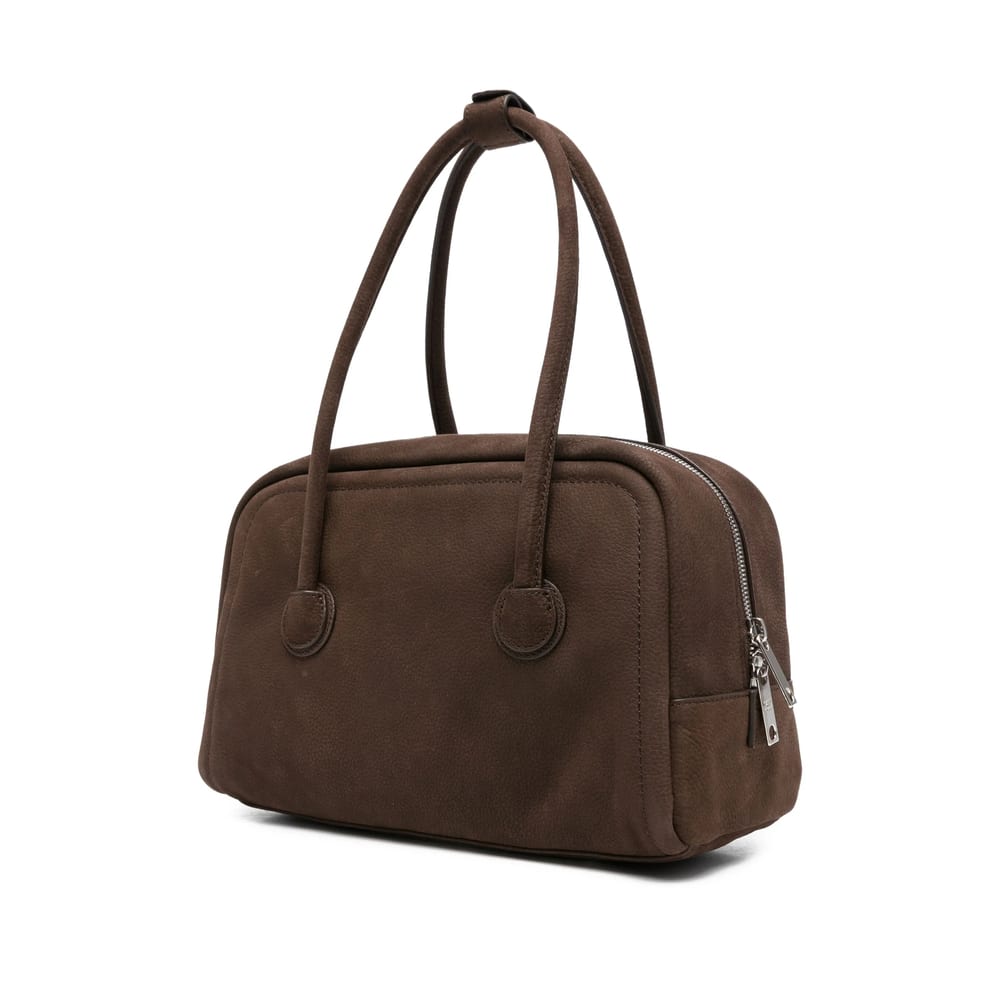 Margesherwood 'boston' Brown Shoulder Bag With Embossed Logo Lettering On The Front In Leather Woman In Brown