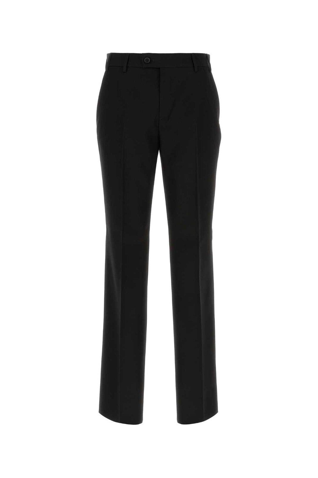 Shop Off-white Button Detailed Straight Leg Pants In Black