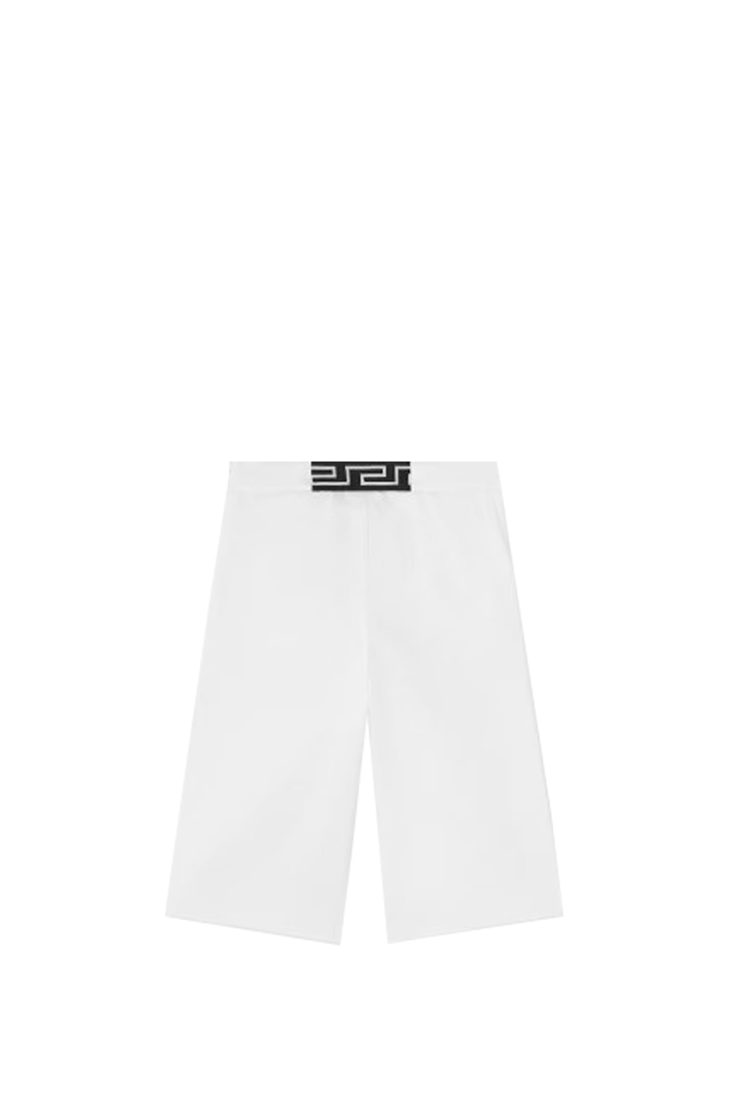 Shop Versace Baby Wide Leg Pants In Gabardine In White