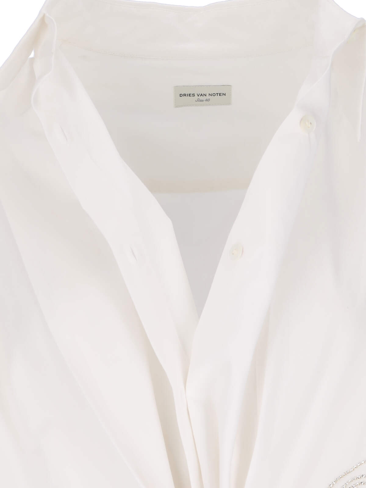 Shop Dries Van Noten Oversized Shirt With Rhinestones In White