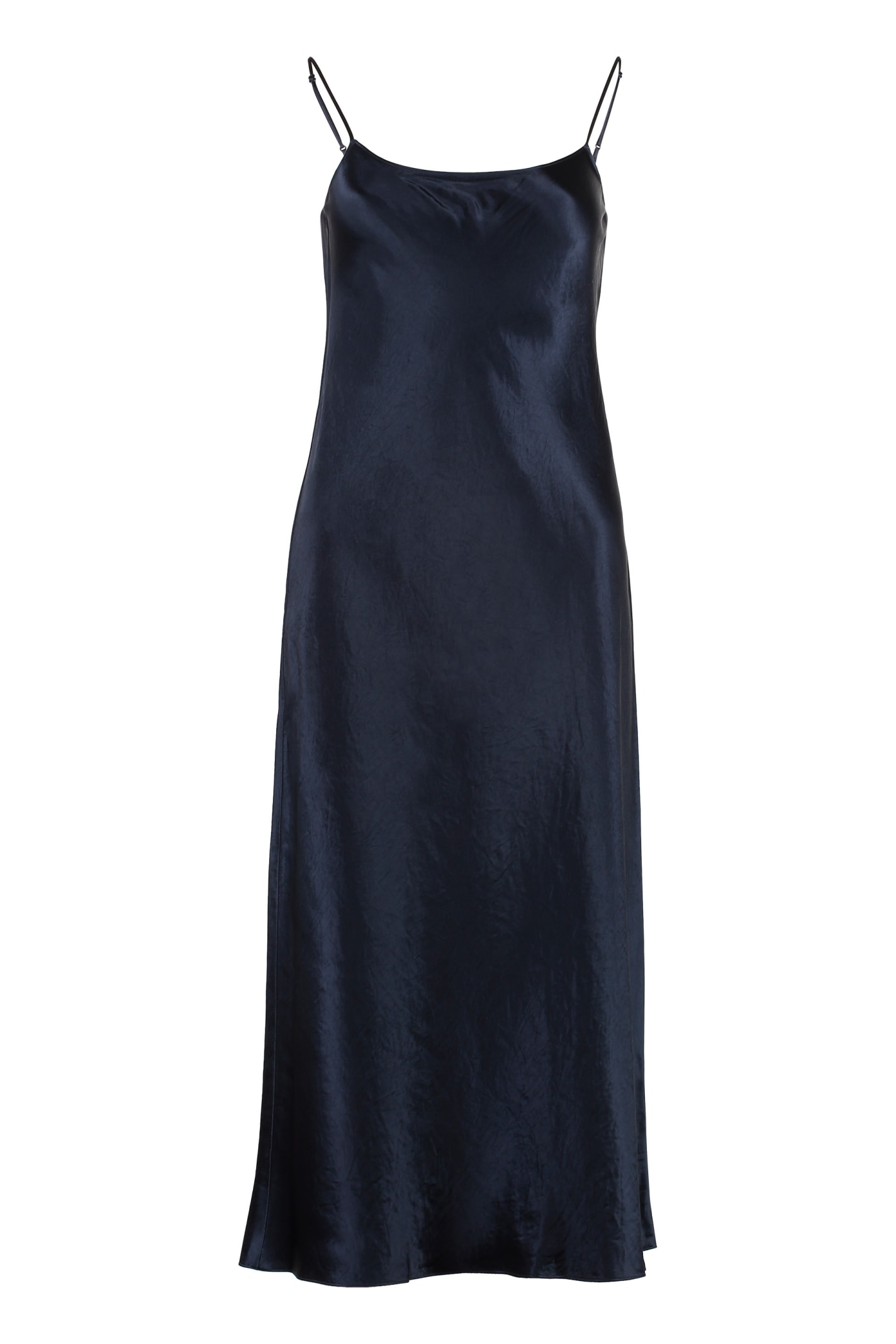 Vince Satin Midi Slipdress In Blue