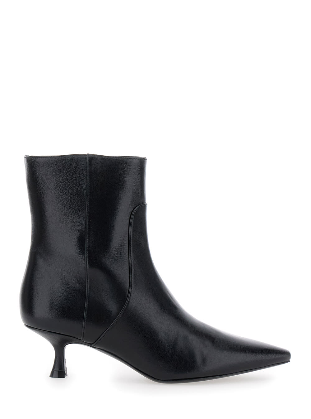 Shop Stuart Weitzman Naomi Black Ankle Boots With Kitten Heel In Leather Woman