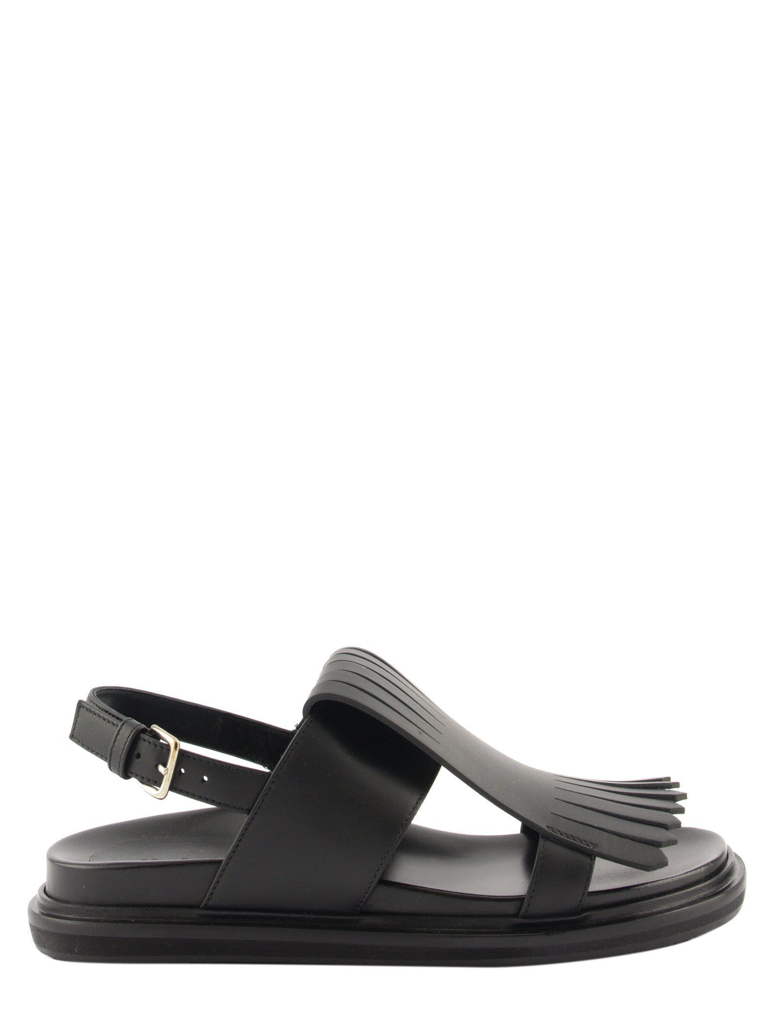 Buy Marni Fringed Fussbett In Calfskin Sandal online, shop Marni shoes with free shipping