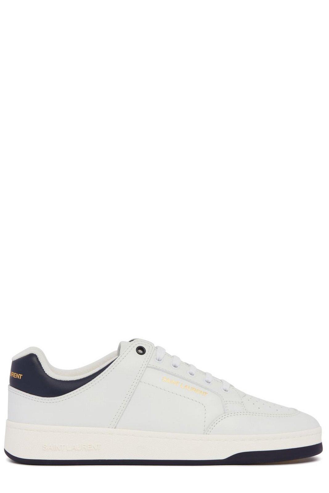 Shop Saint Laurent Sl/61 Lace-up Sneakers In Bianco