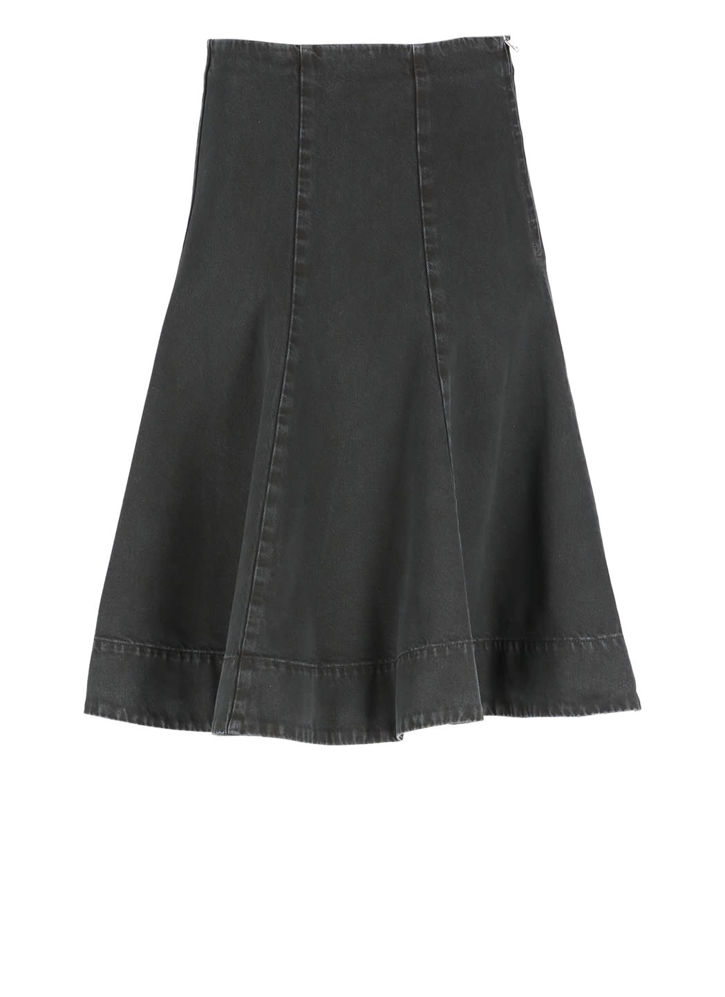 Khaite Lennox Pleated Denim Midi Skirt In Black