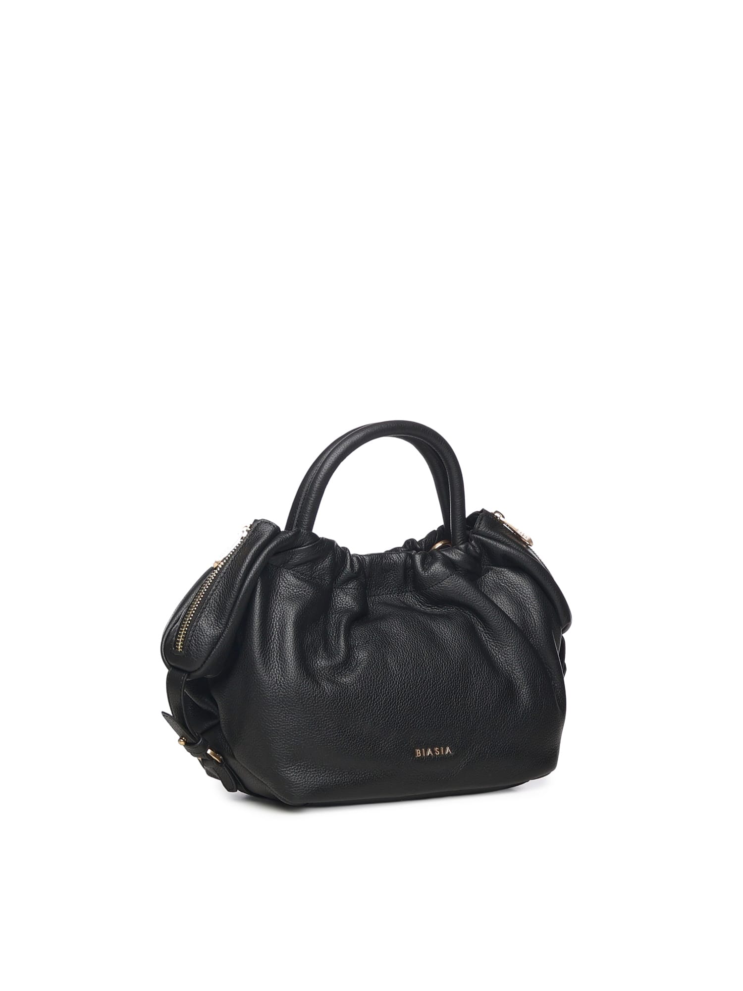 Biasia Leather Bag With Logo In Black