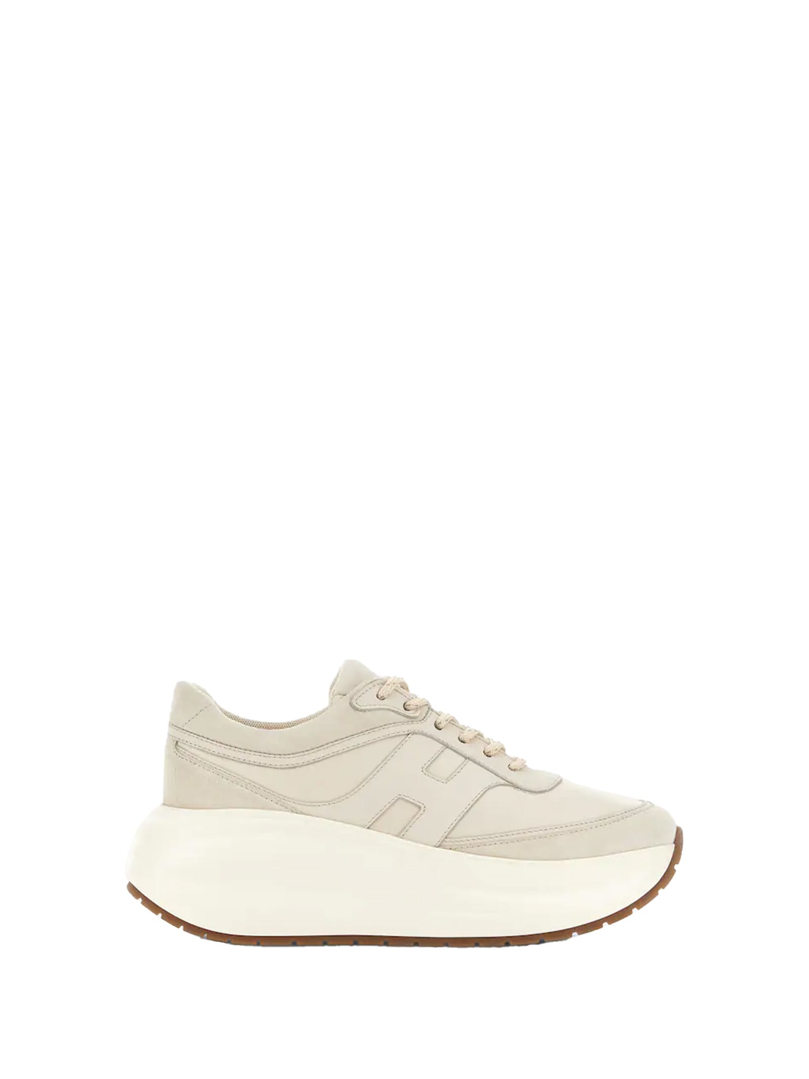 Hogan 'rebel' Calf Leather Sneakers In Ivory In White
