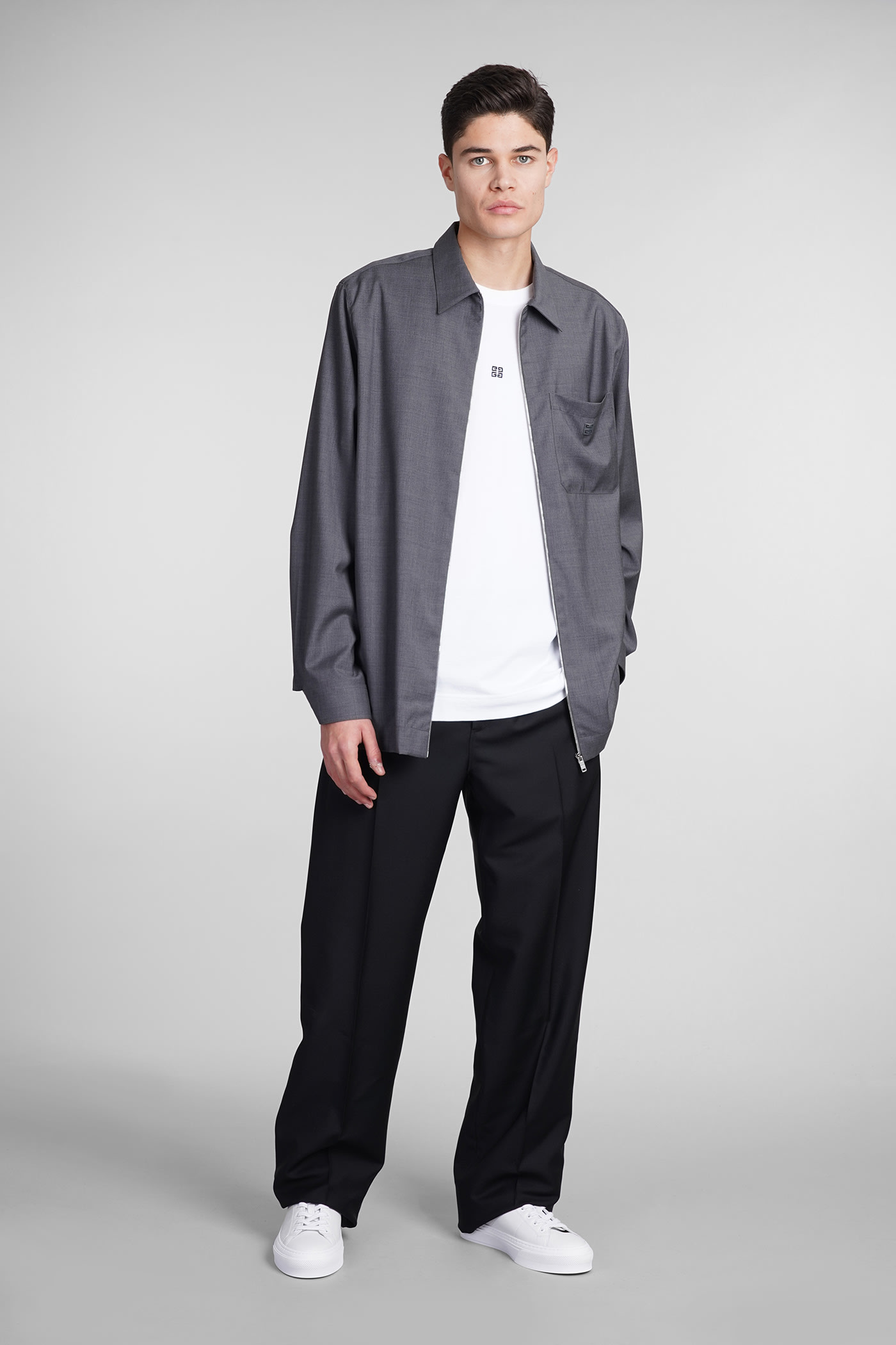 Shop Givenchy Shirt In Grey Wool