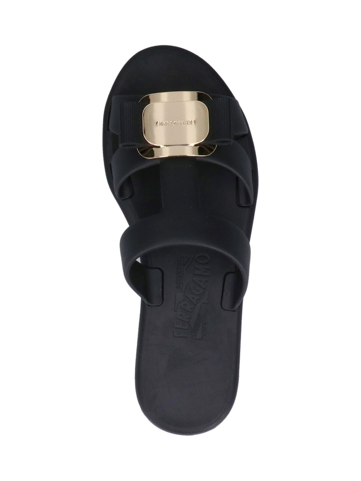Shop Ferragamo Vara Slide Sandals In Black
