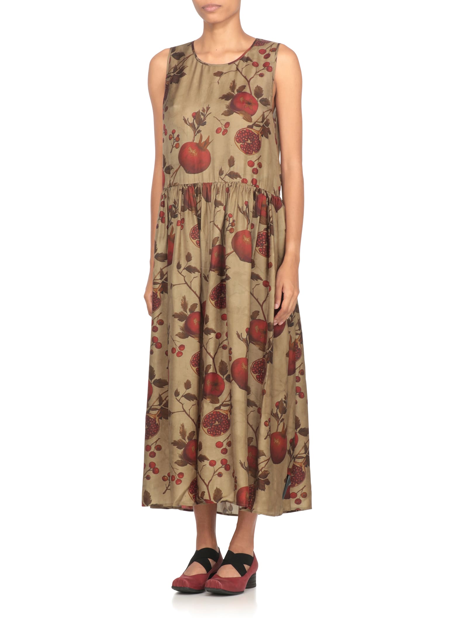 Uma Wang Printed Viscose And Cupro Ardal Midi Dress In Brown