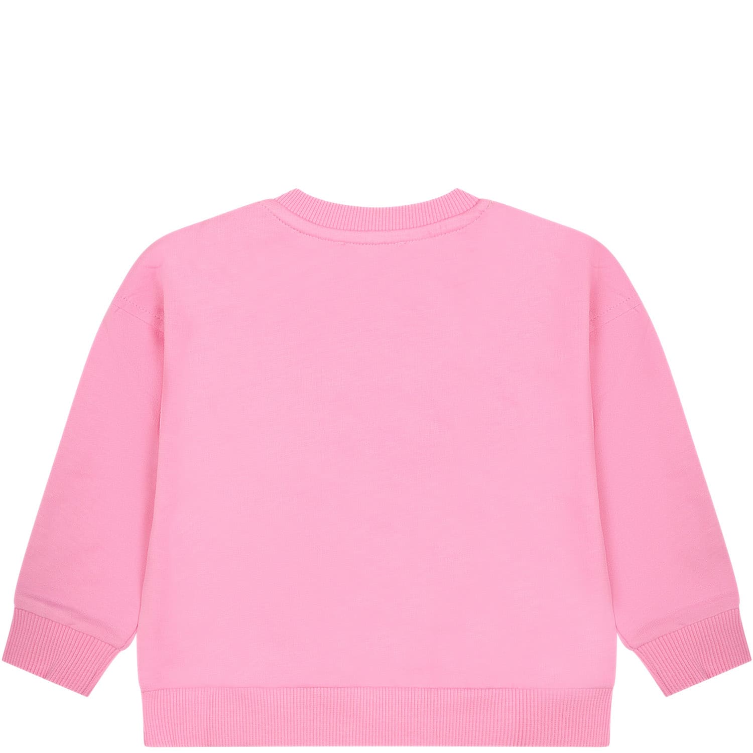 Shop Moschino Pink Sweatshirt For Baby Girl With Teddy Bear