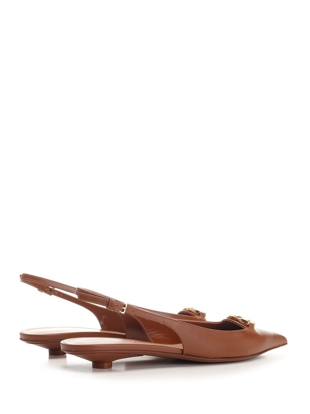 Shop Valentino V Logo Moon Sling Back In Brown