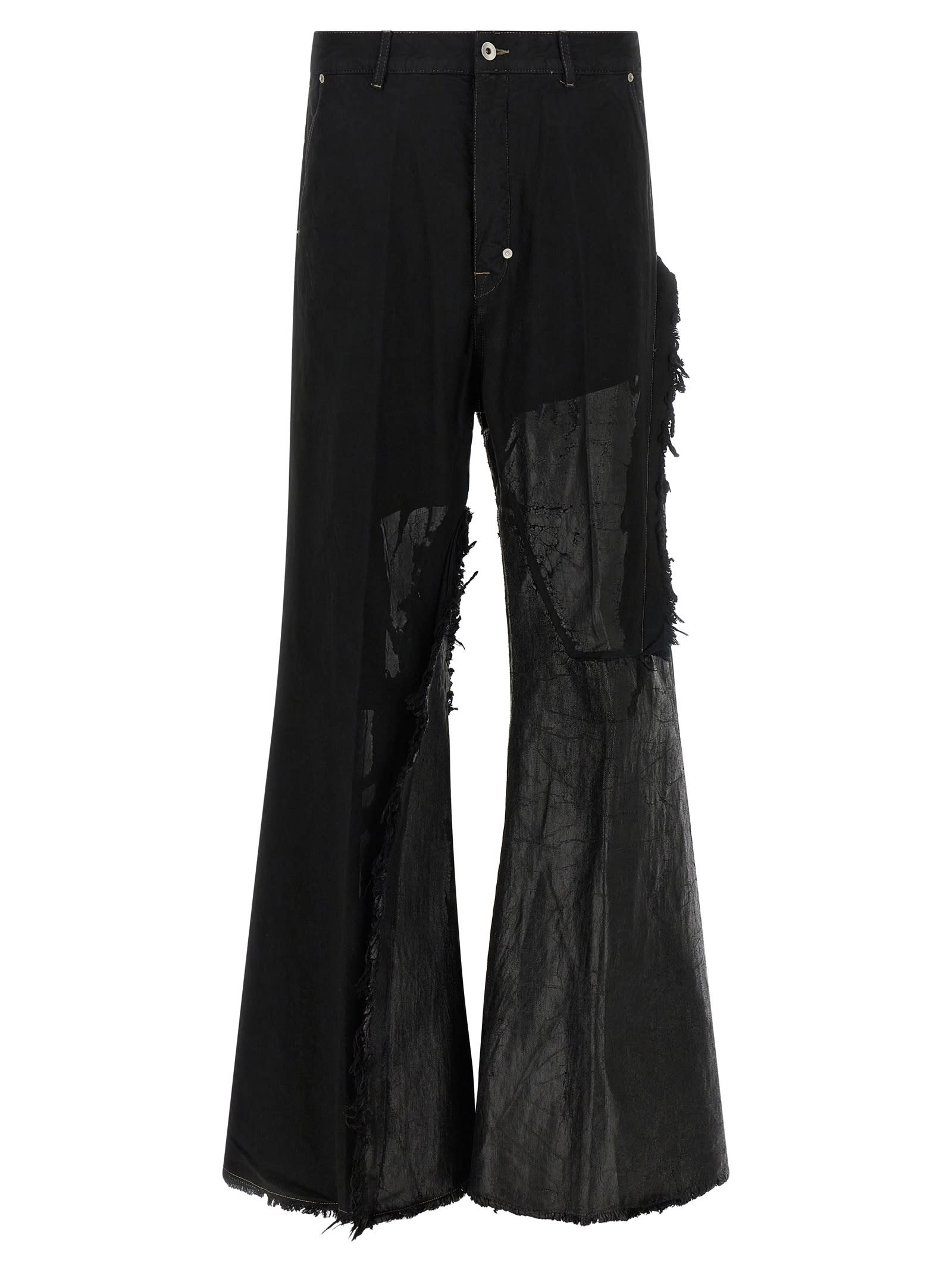 Rick Owens Casual Trousers With Frayed Detailing And Pockets In Black