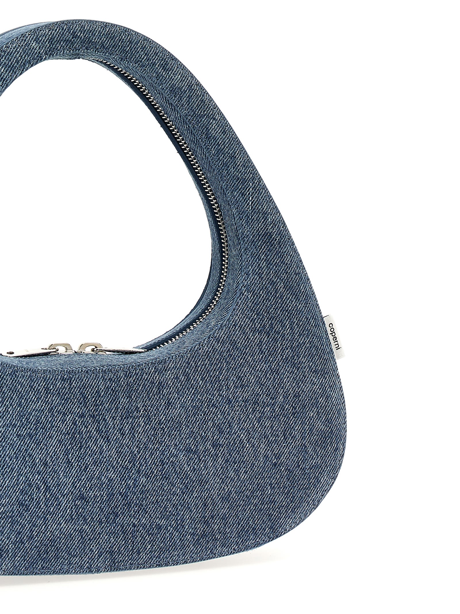 Shop Coperni Denim Baguette Swipe Bag Handbag In Blue