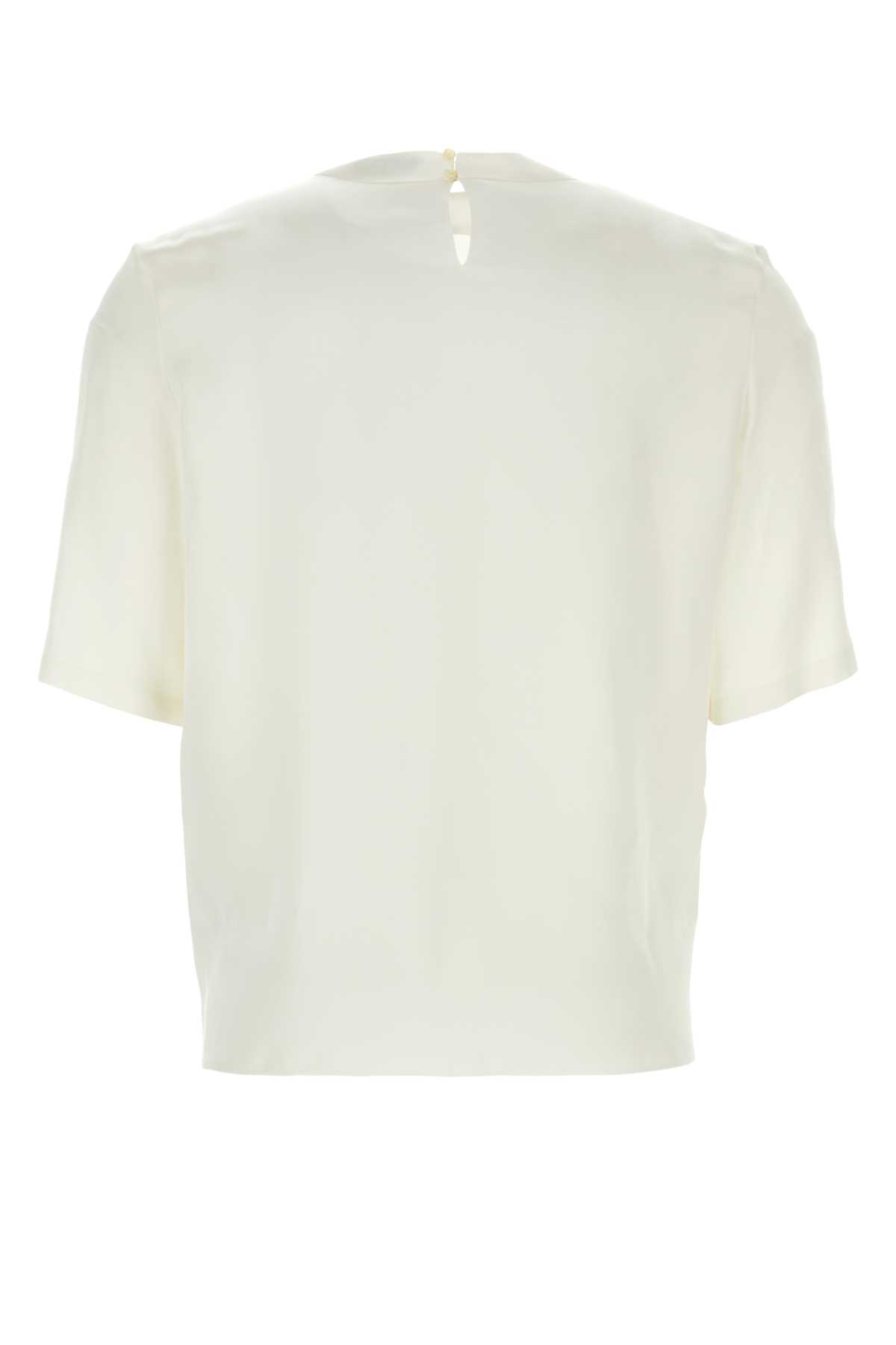 Shop Saint Laurent White Silk T-shirt