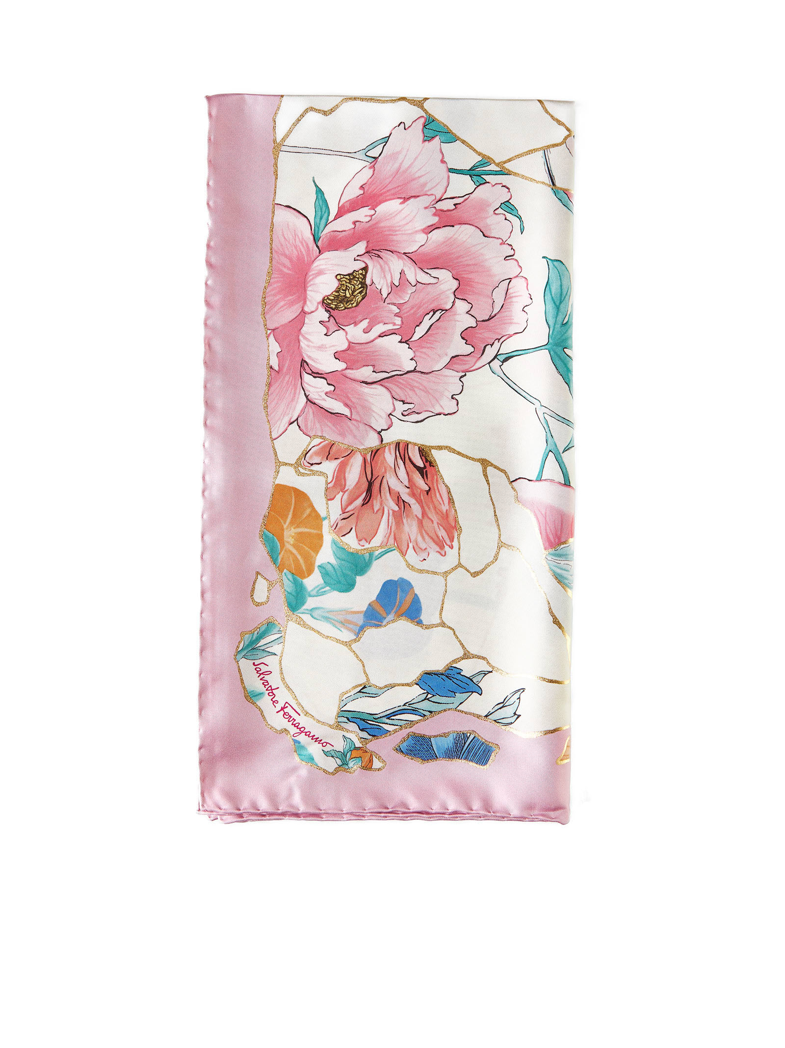 Kintsugi Silk Floral-print Scarf In Multicolour