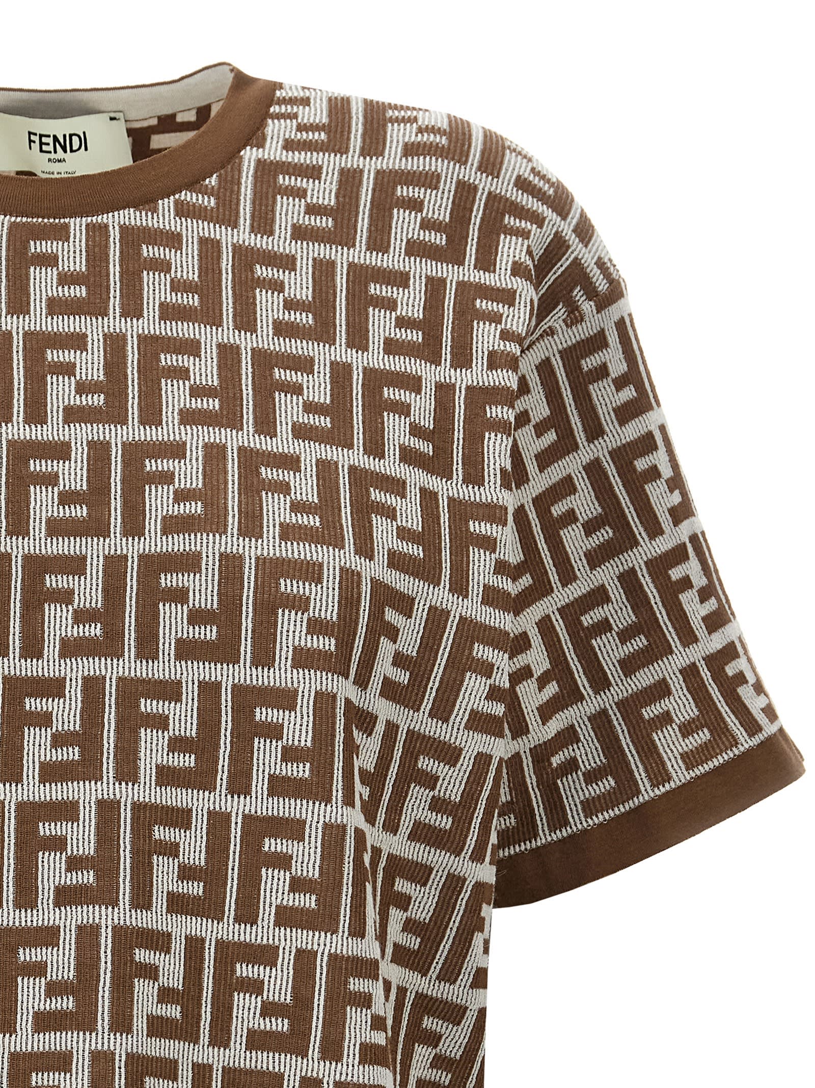 Shop Fendi Ff T-shirt In Beige