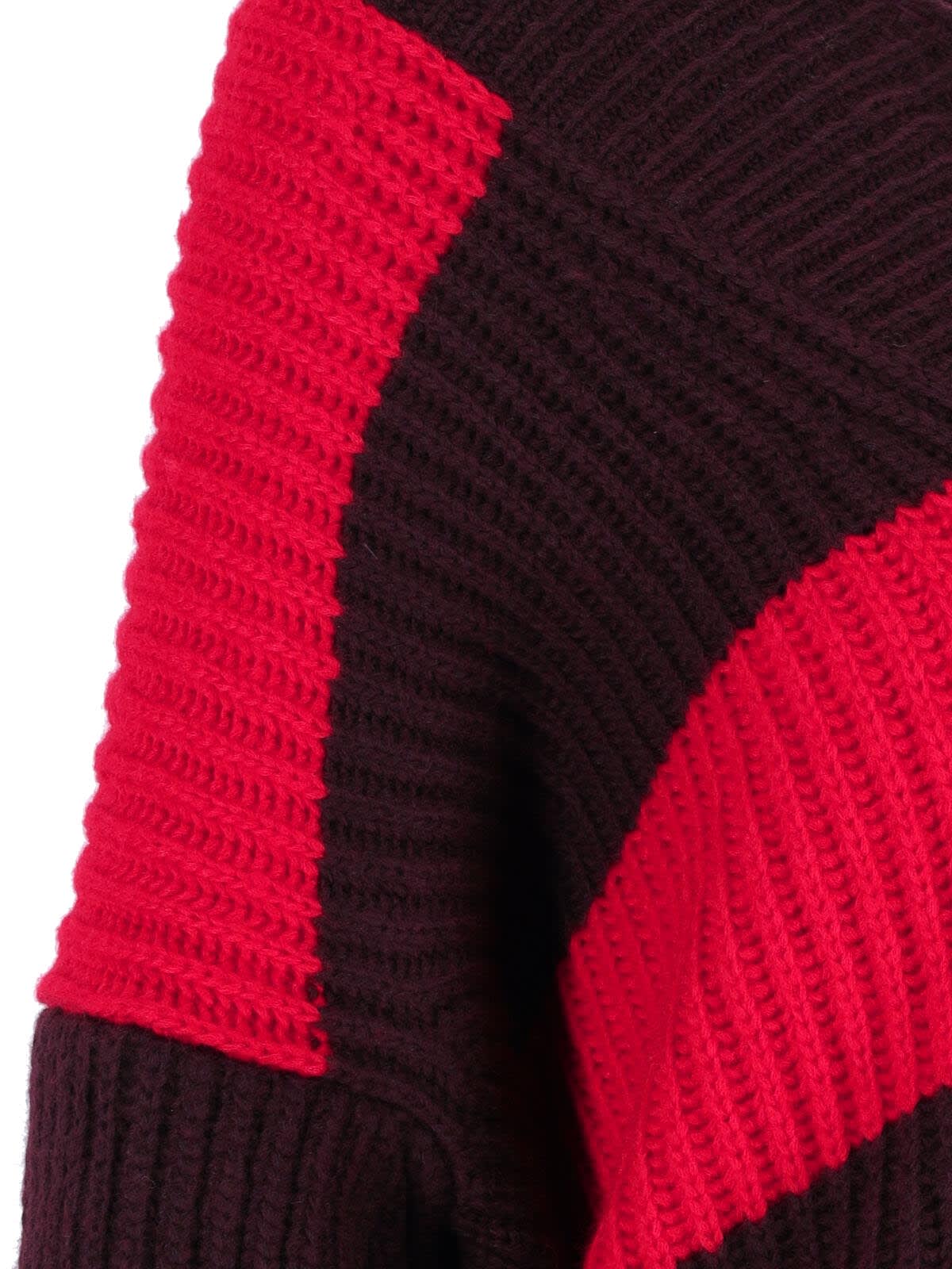Stella Mccartney Striped V Neck Knitwear With Distressed Detailing