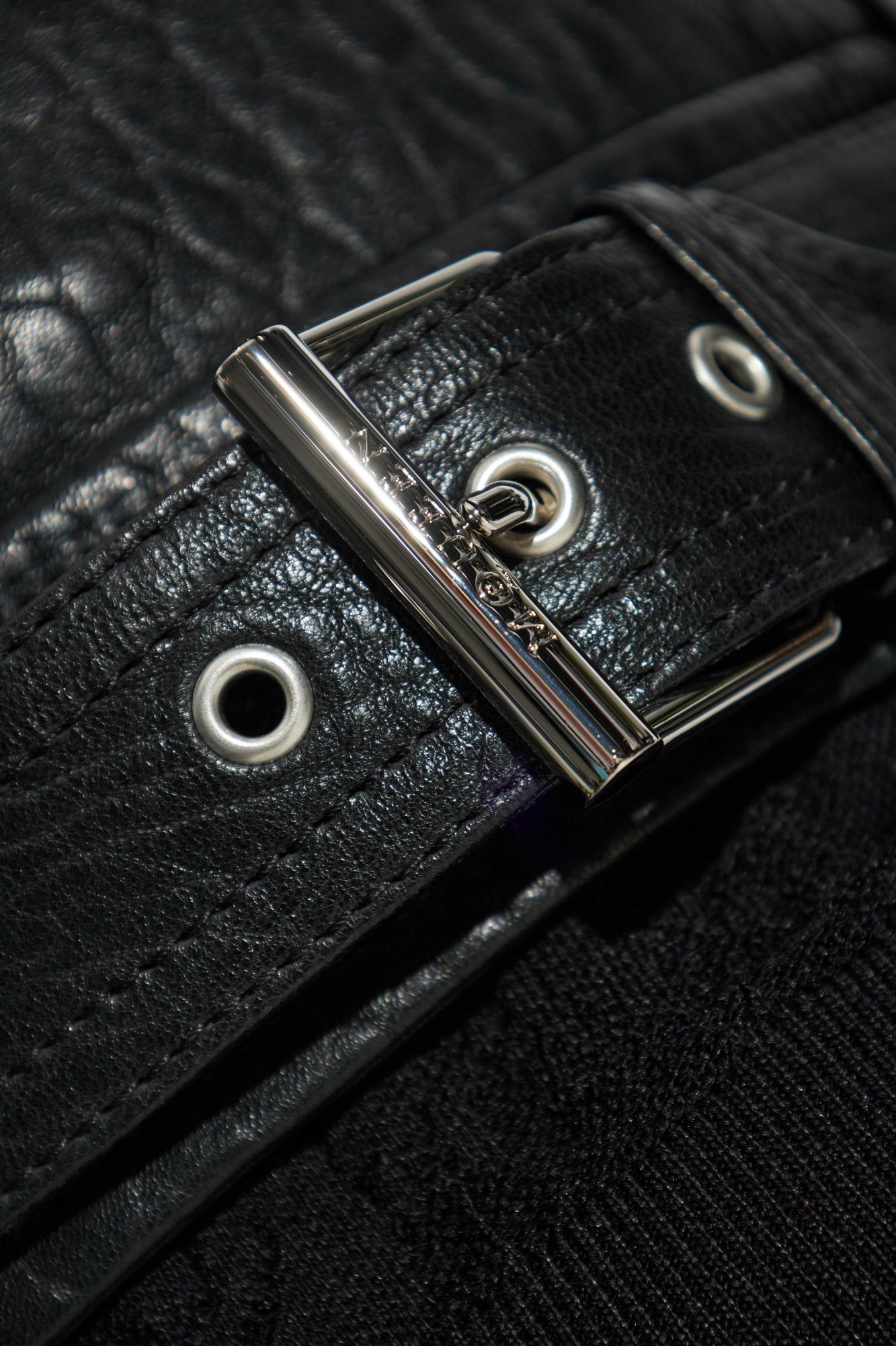 Alexander Mcqueen Leather Jacket With Belted Waist And Epaulettes In Black