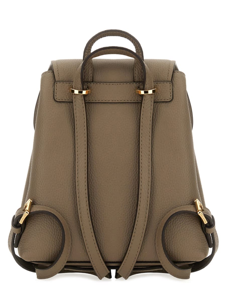 Michael Kors Leather Backpack With Adjustable Straps And Front Buckle In Nude