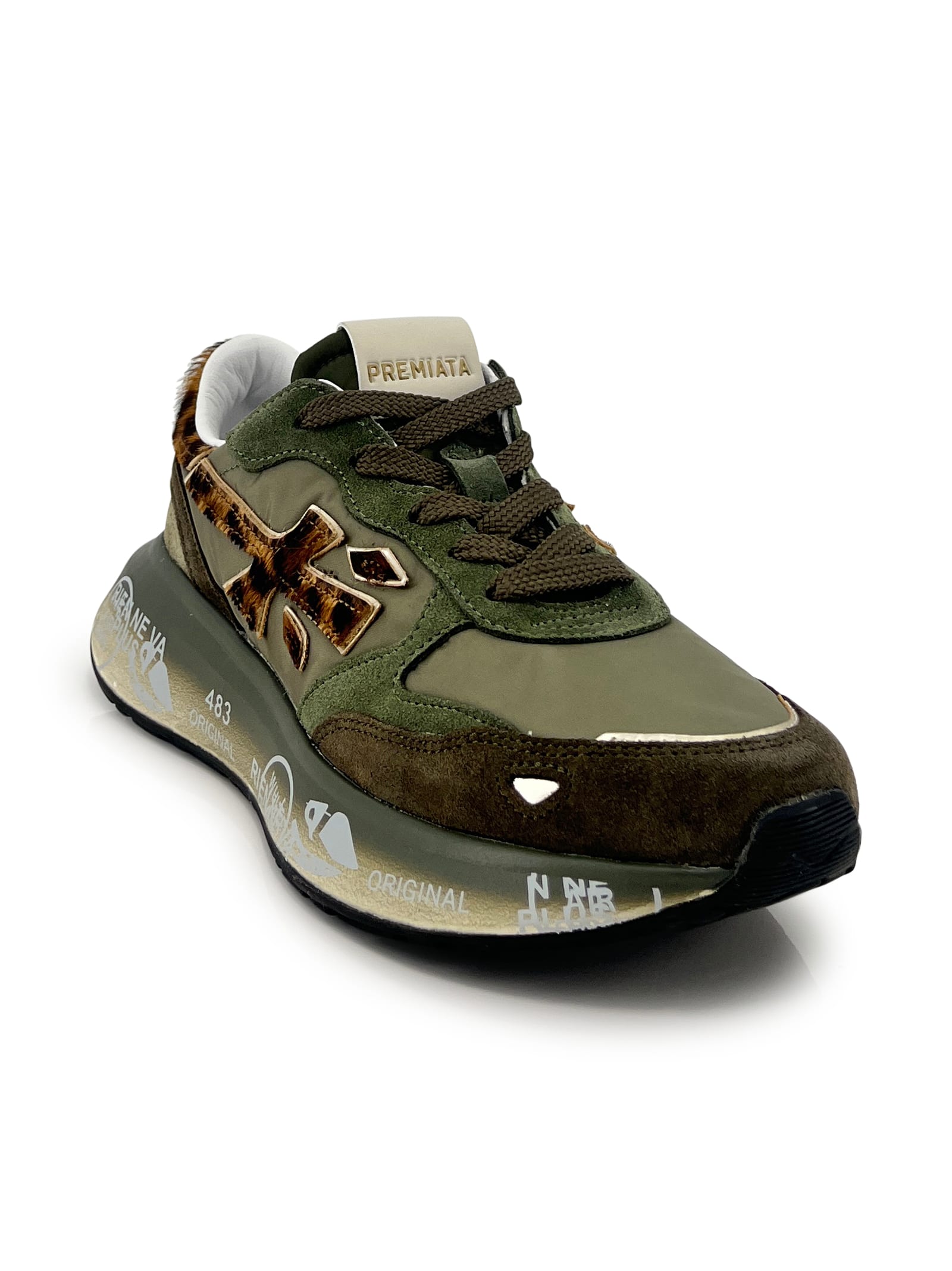Premiata Lauryn Sneakers Suede And Fabric Design In Green