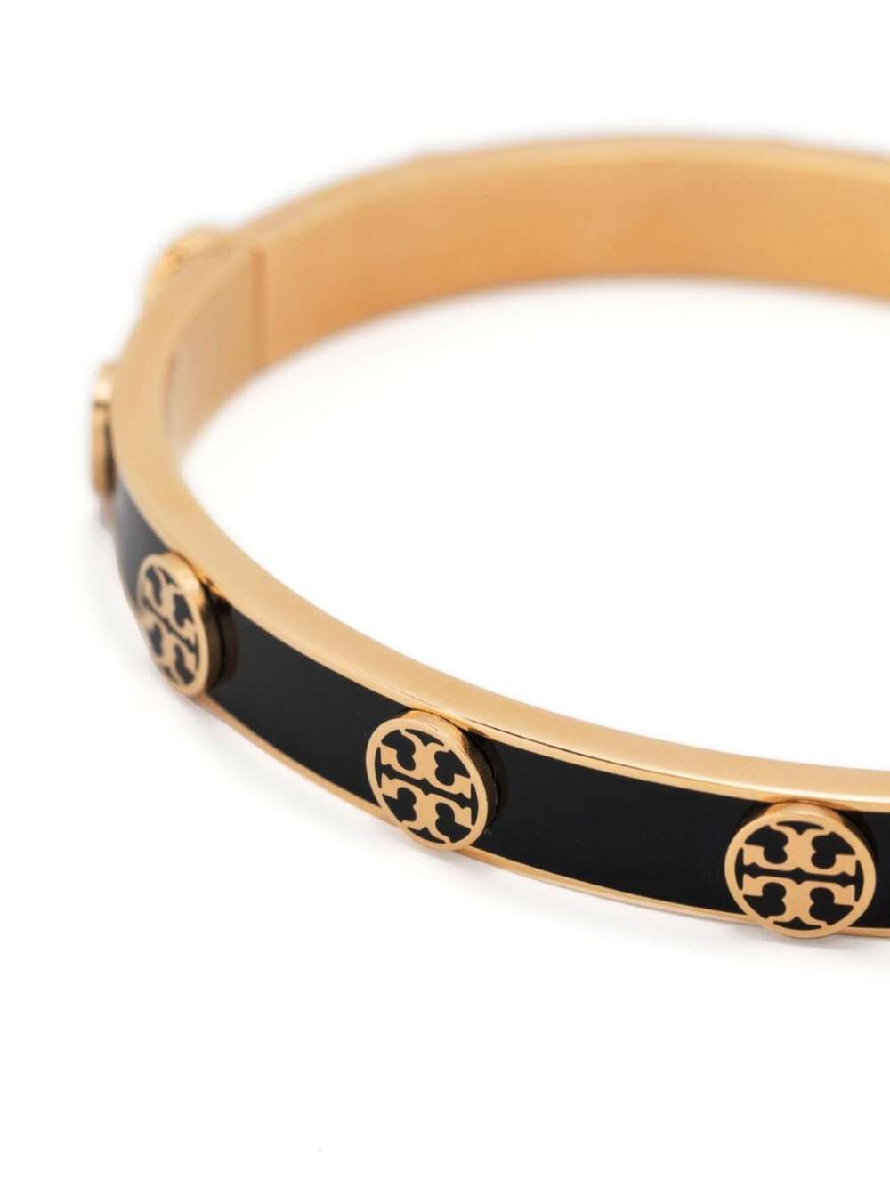 Shop Tory Burch Gold-colored Steel Bracelet With Logo Woman In Gold /black