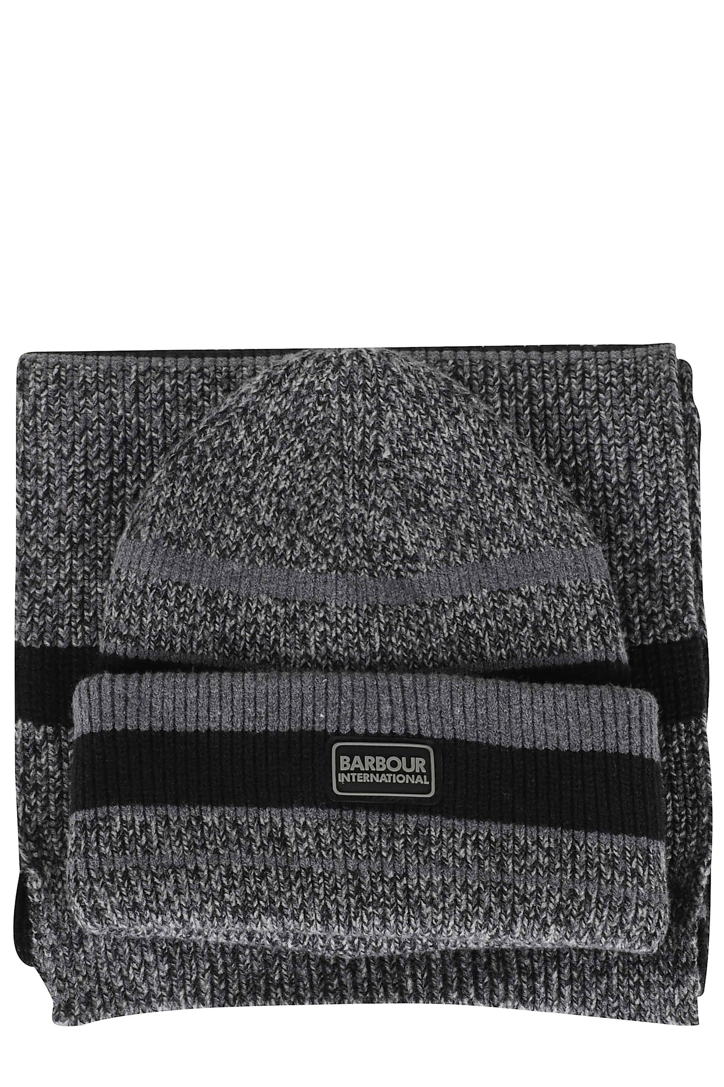 Barbour Boston Beanie And Scarf In Gray