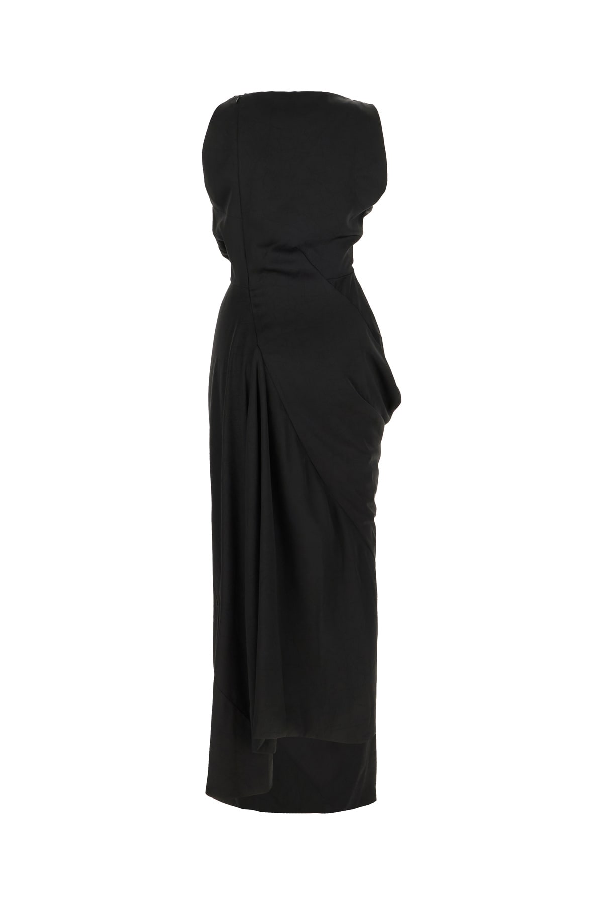 Vivienne Westwood Floor-length Satin Draped Dress With Side Slit In Black