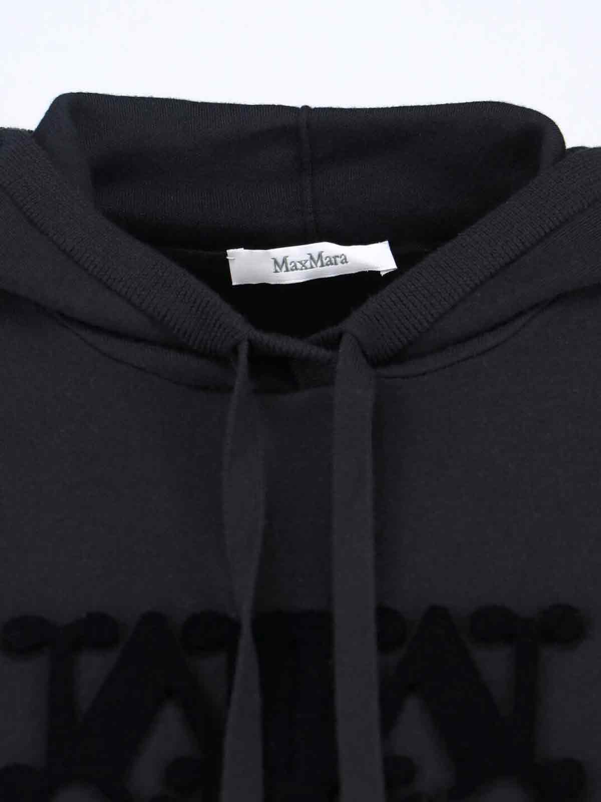 Max Mara Virgin Wool Hoodie In Black