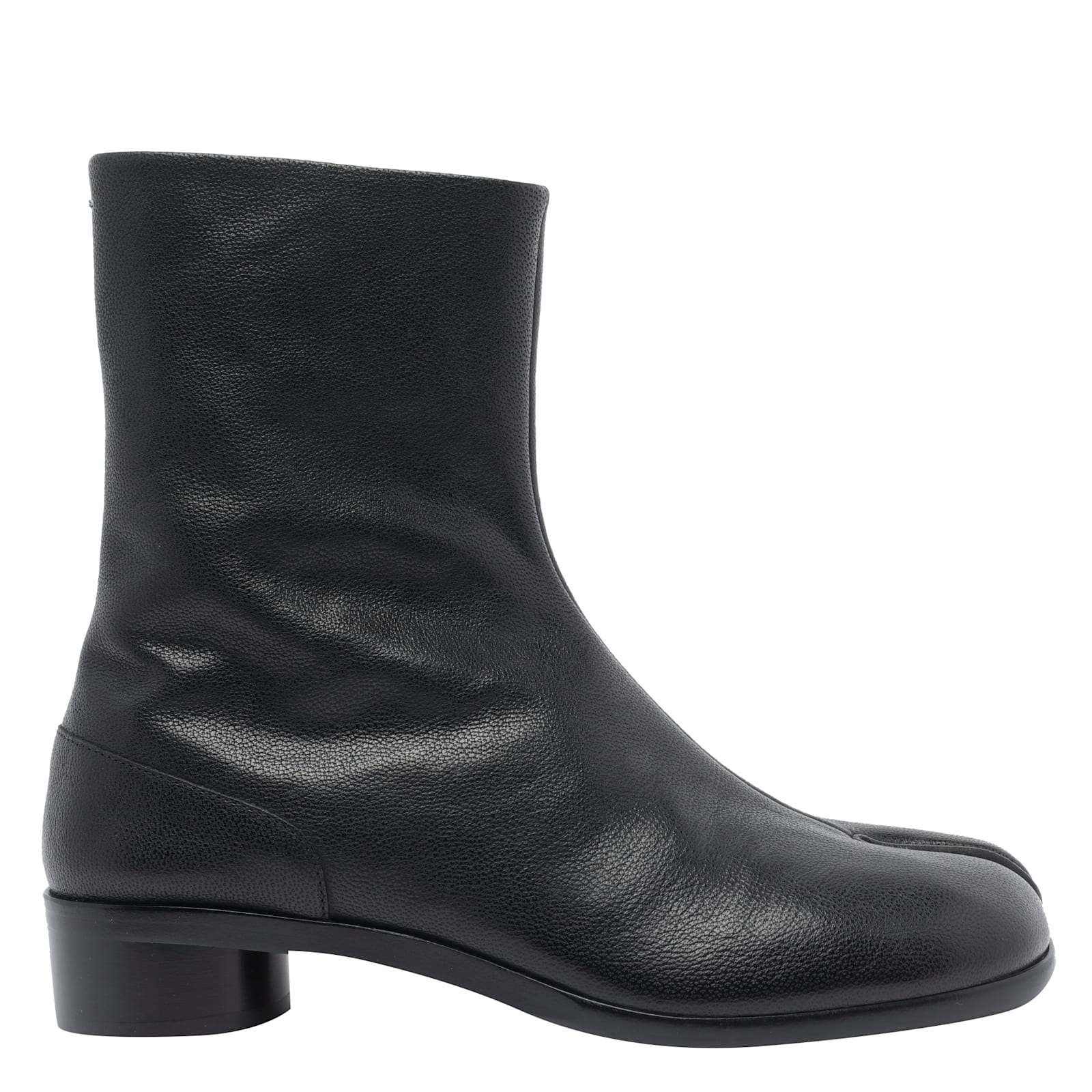 Maison Margiela Vintage Leather Tabi Boots In Black