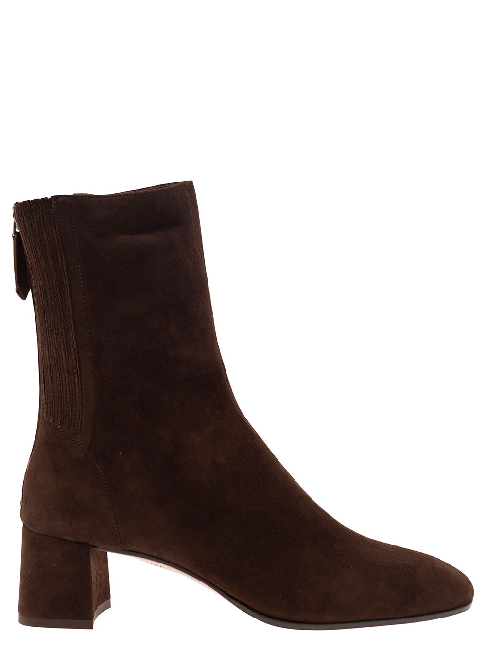 Aquazzura Saint Honorè Brown Bootie With Block Heel In Suede Woman
