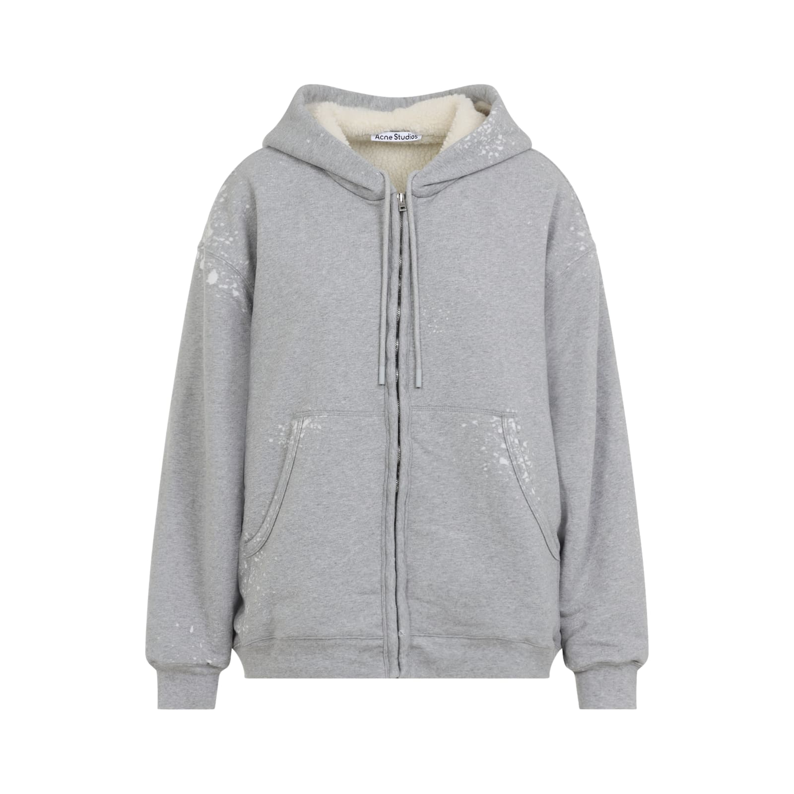 Acne Studios Womens Grey Melange Internal-fleece Relaxed-fit Cotton-blend Hoodie Xs In Gray