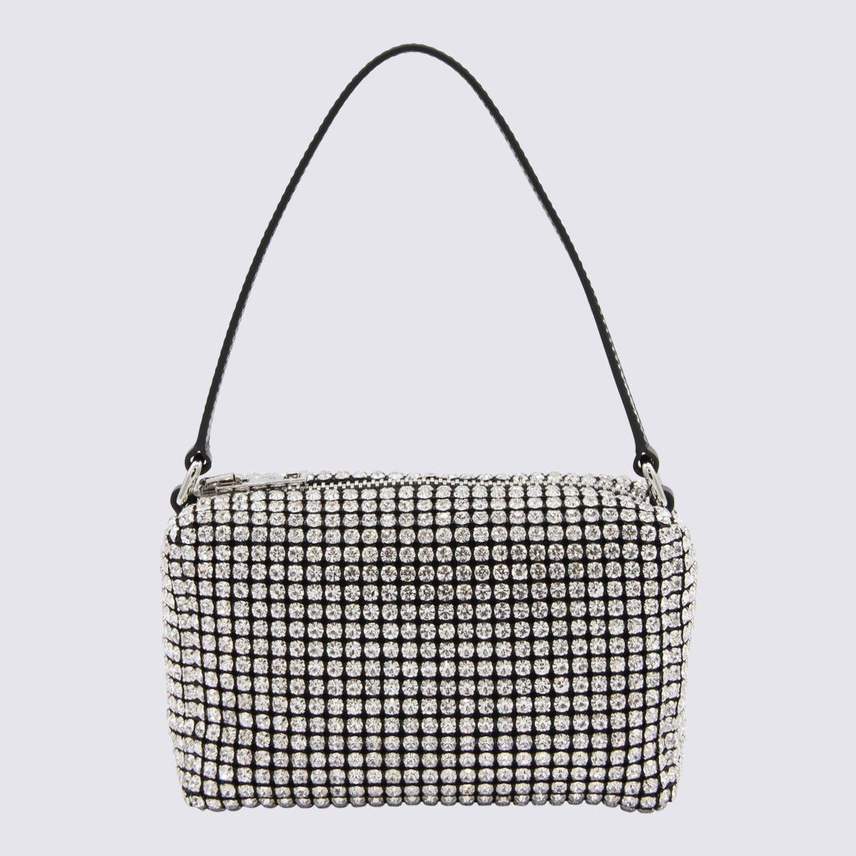 Shop Alexander Wang Silver-tone Rhinestones Shoulder Bag In White