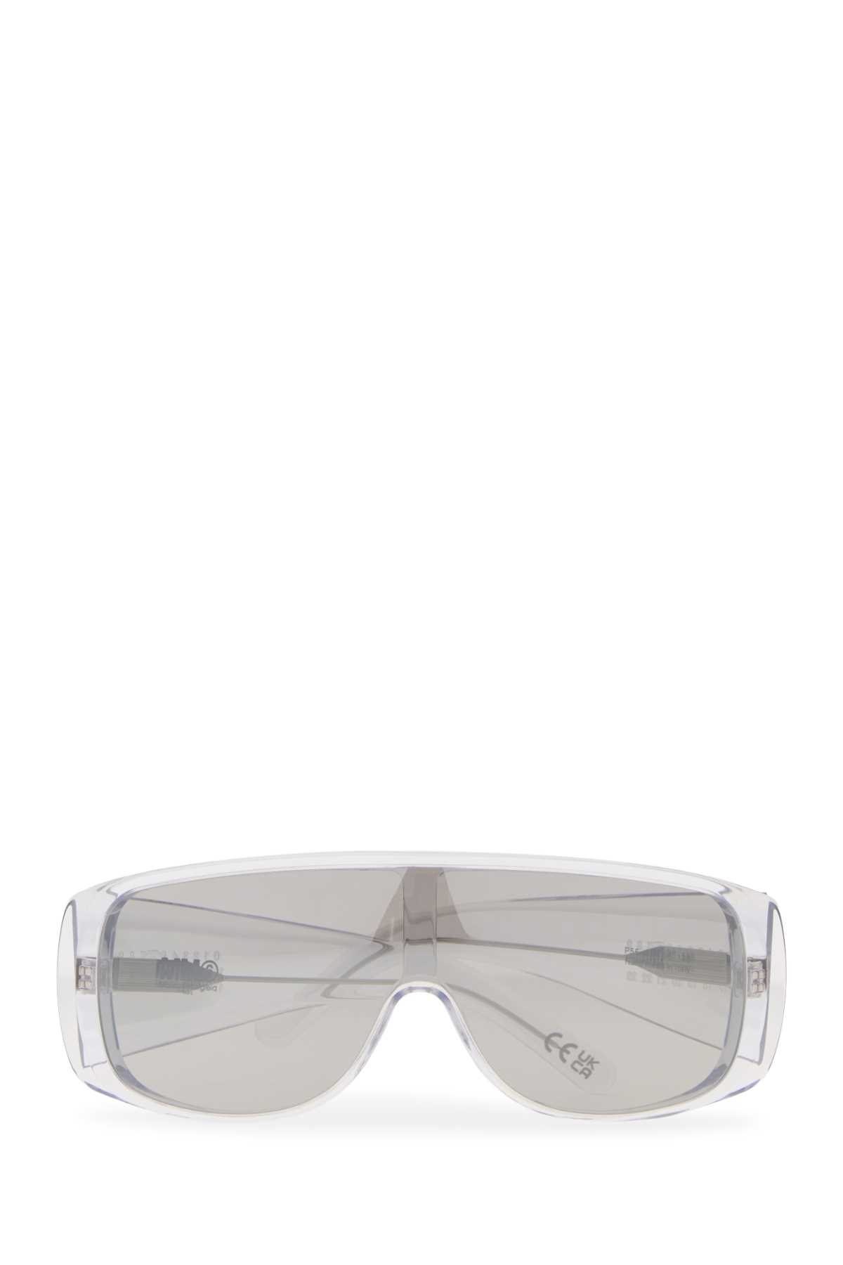 Mm6 Maison Margiela Shield Sunglasses With Wide Transparent Frame In Neutral