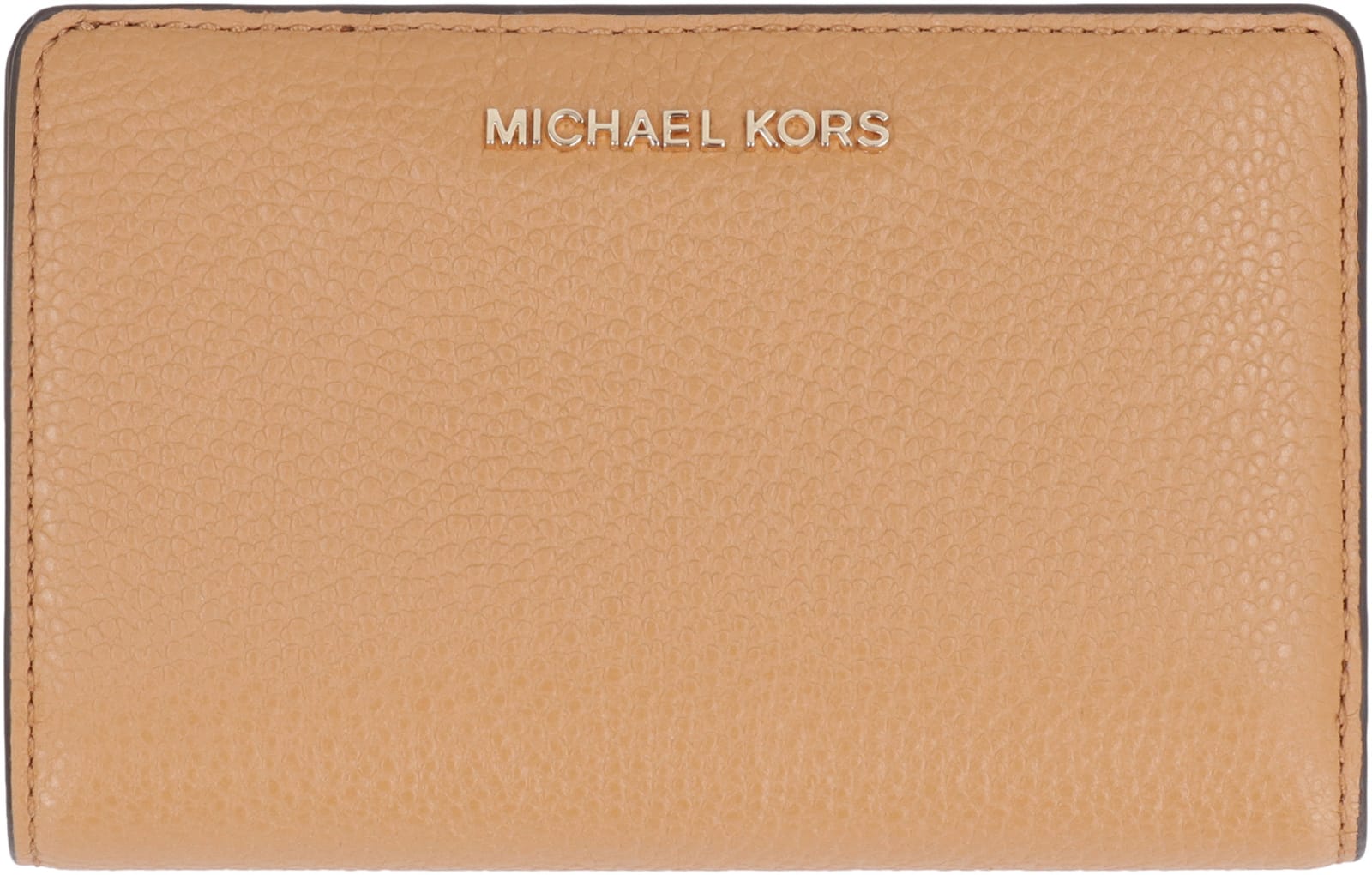 Shop Michael Michael Kors Grainy Leather Wallet In Saddle Brown