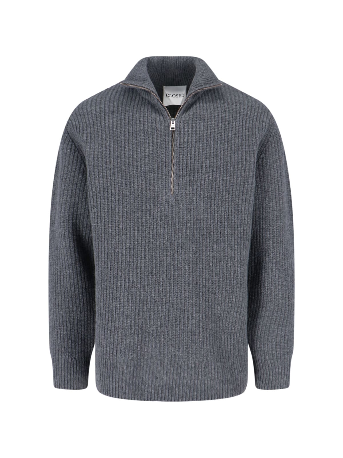 Closed Classic Grey Sweater With Round Neckline In Gray