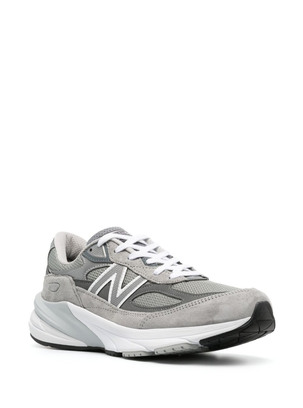 Shop New Balance 990 V6 Grey Low Top Sneakers With Logo Details In Tech Materials Woman