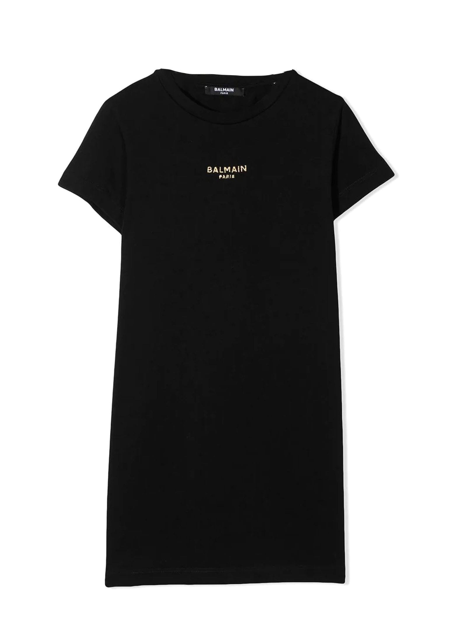 Balmain Black Cotton T-shirt Dress